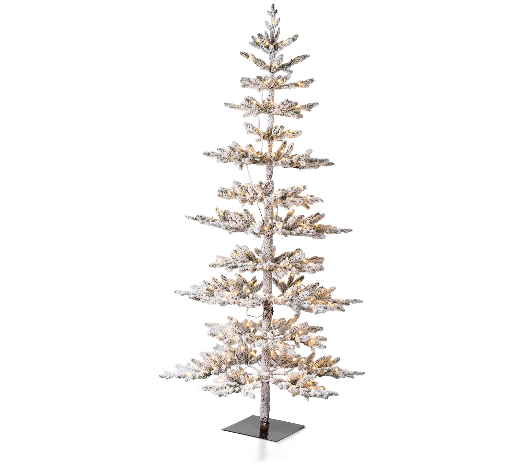 Glitzhome 7ft Deluxe Flocked Pine LED Lighted C hristmas Tree