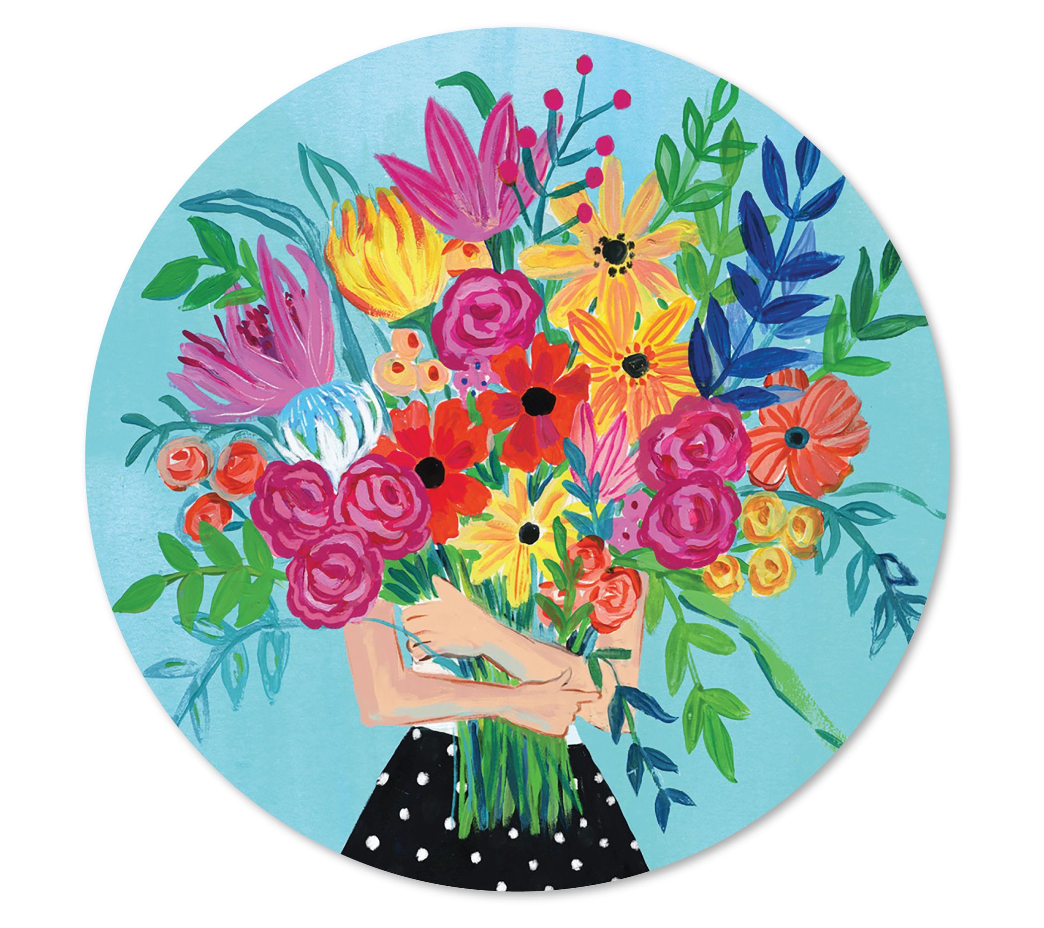 Courtside Market A Bunch of Flowers II 12" x 12" Circular Wood