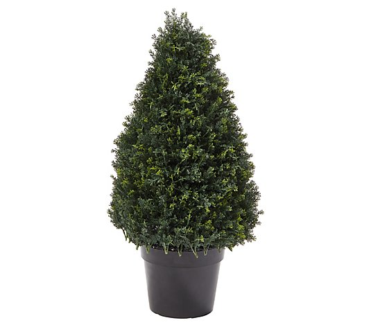 Pure Garden Tower-Style Artificial Cypress Topiary Plant