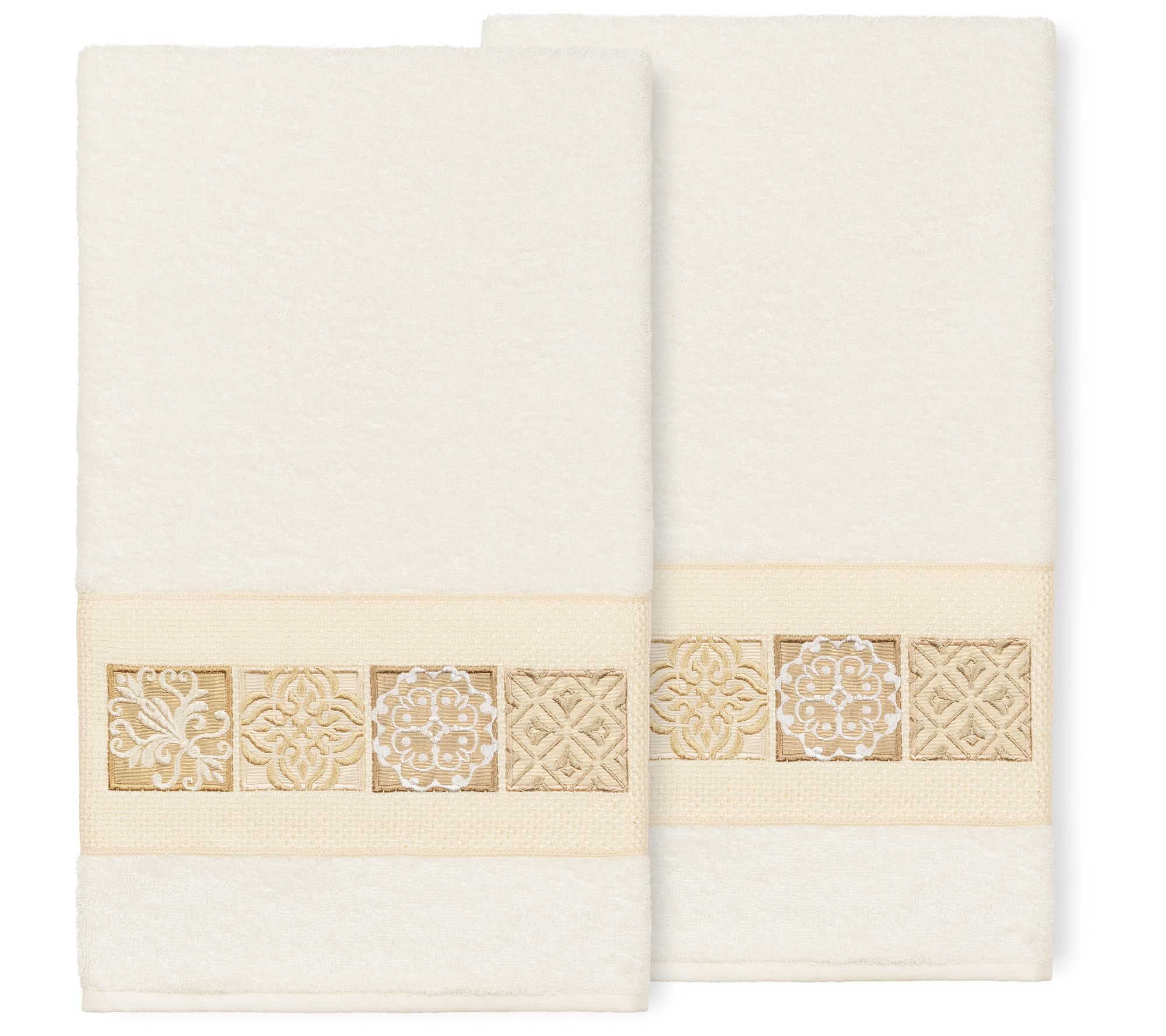Linum Home Textiles Vivian 2pc Embellished BathTowel Set