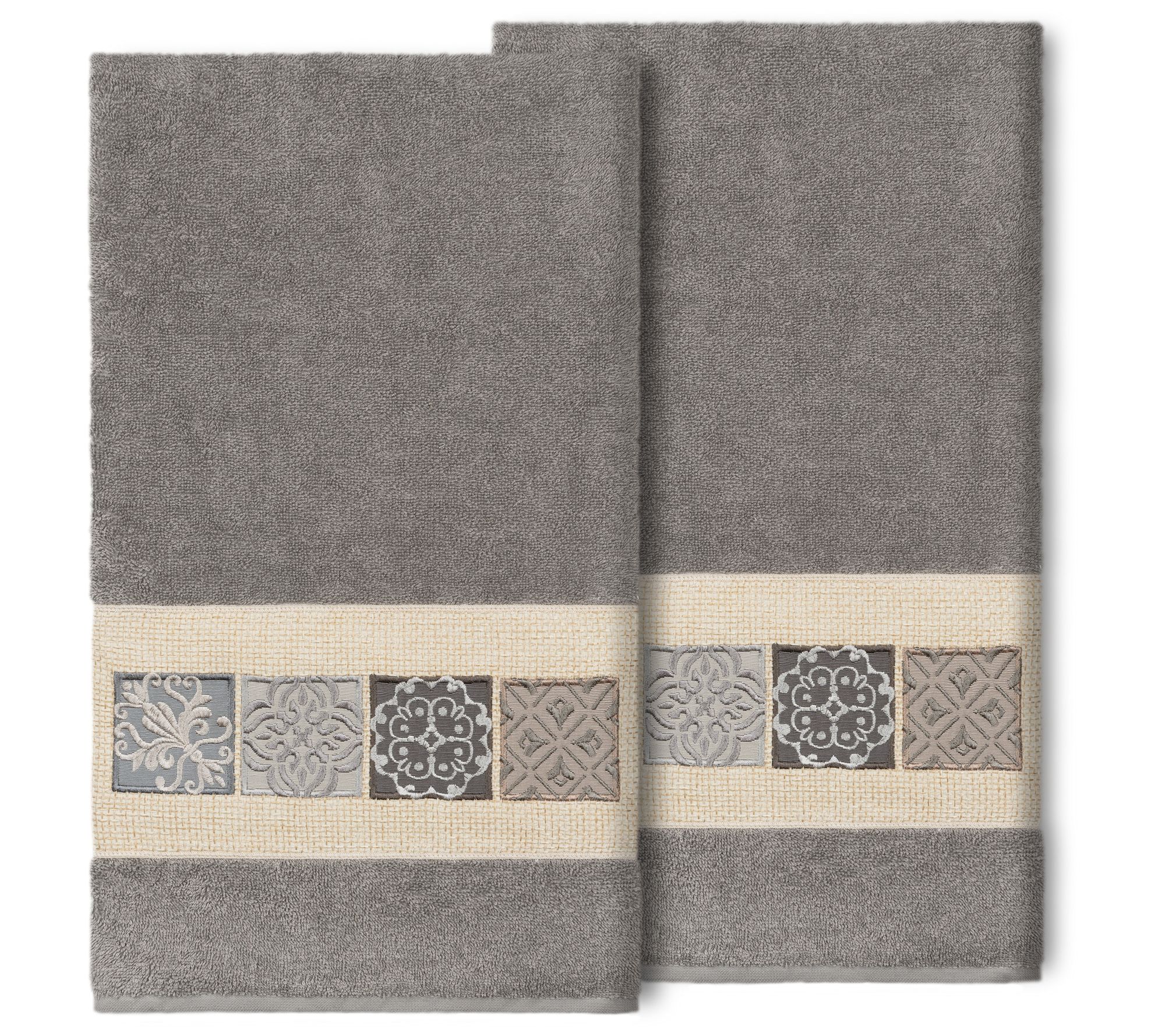 Linum Home Textiles Vivian 2pc Embellished BathTowel Set
