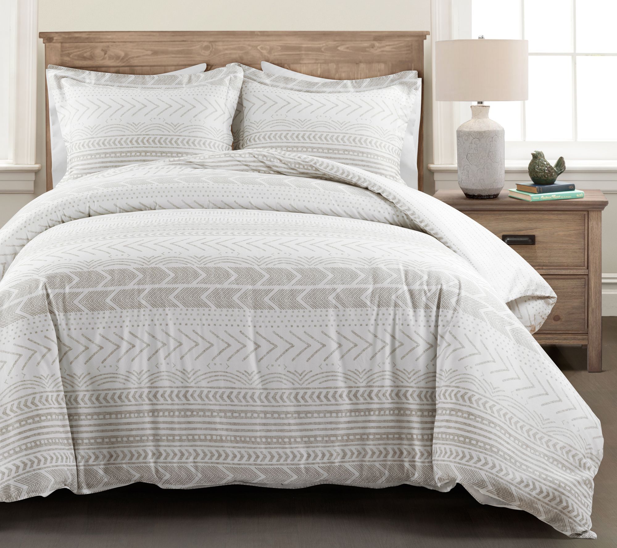 Hygge Geometric Cotton Duvet Set King by Lush Decor