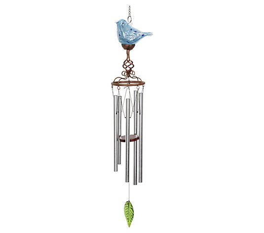 Solar Glass Bird Wind Chime by Exhart