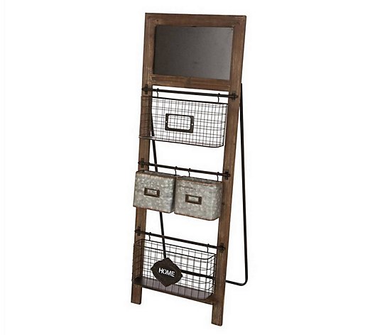 Glitzhome Rustic Metal and Wooden Easel Standing Magazine Rack