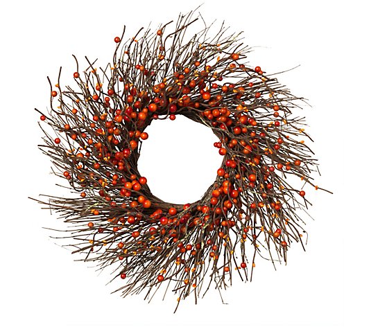 Dried Twig and Fall Berries Wreath by Gerson Co.