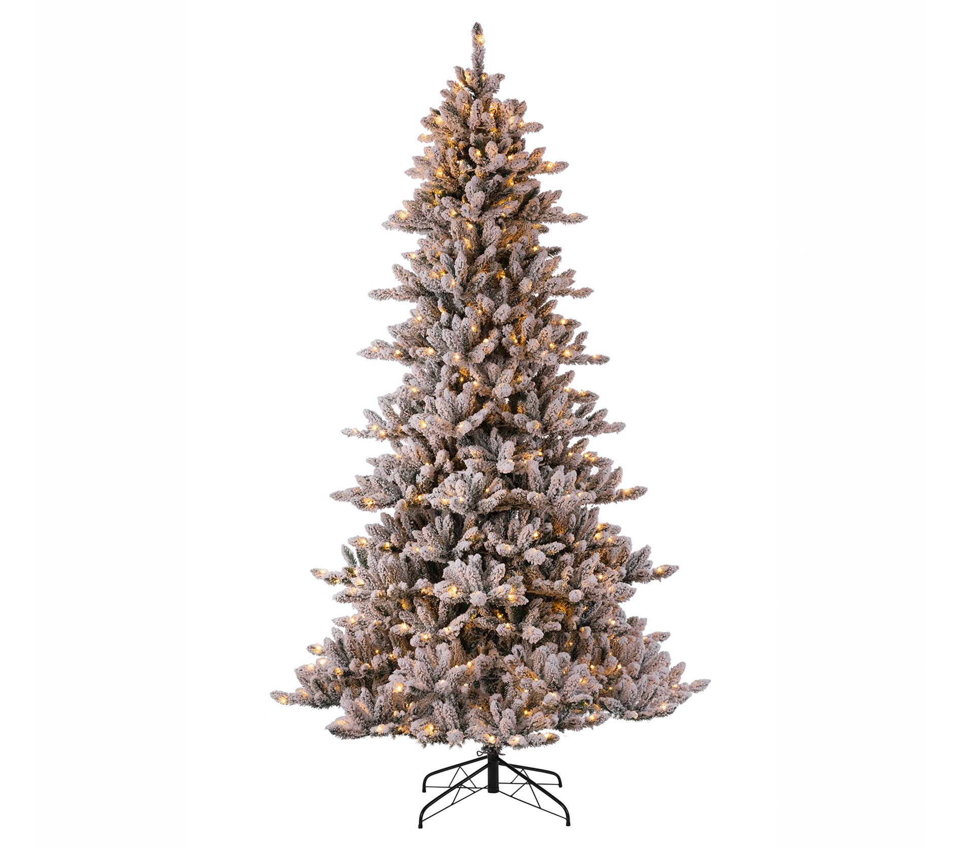 Glitzhome Pre Lit Snow Flocked Fir Artificial T ree W/650 Ligh