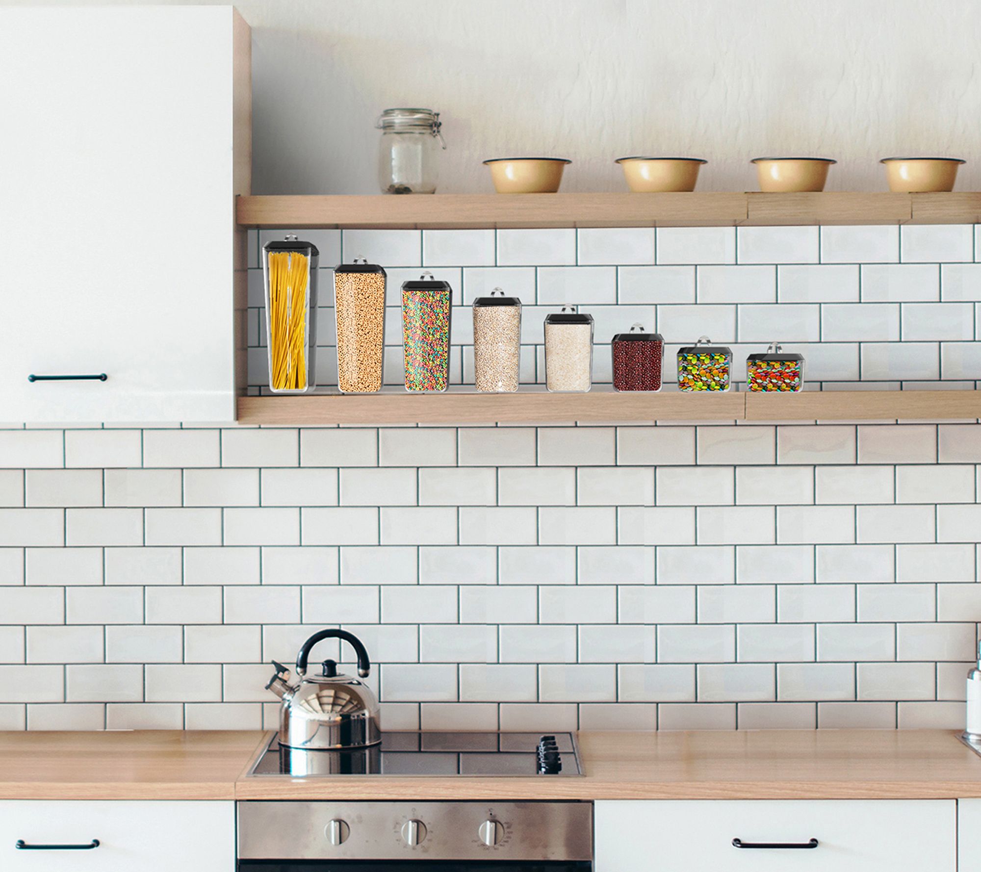 Hastings Home Set of 8 Rectangular Stacking Kitchen Canisters