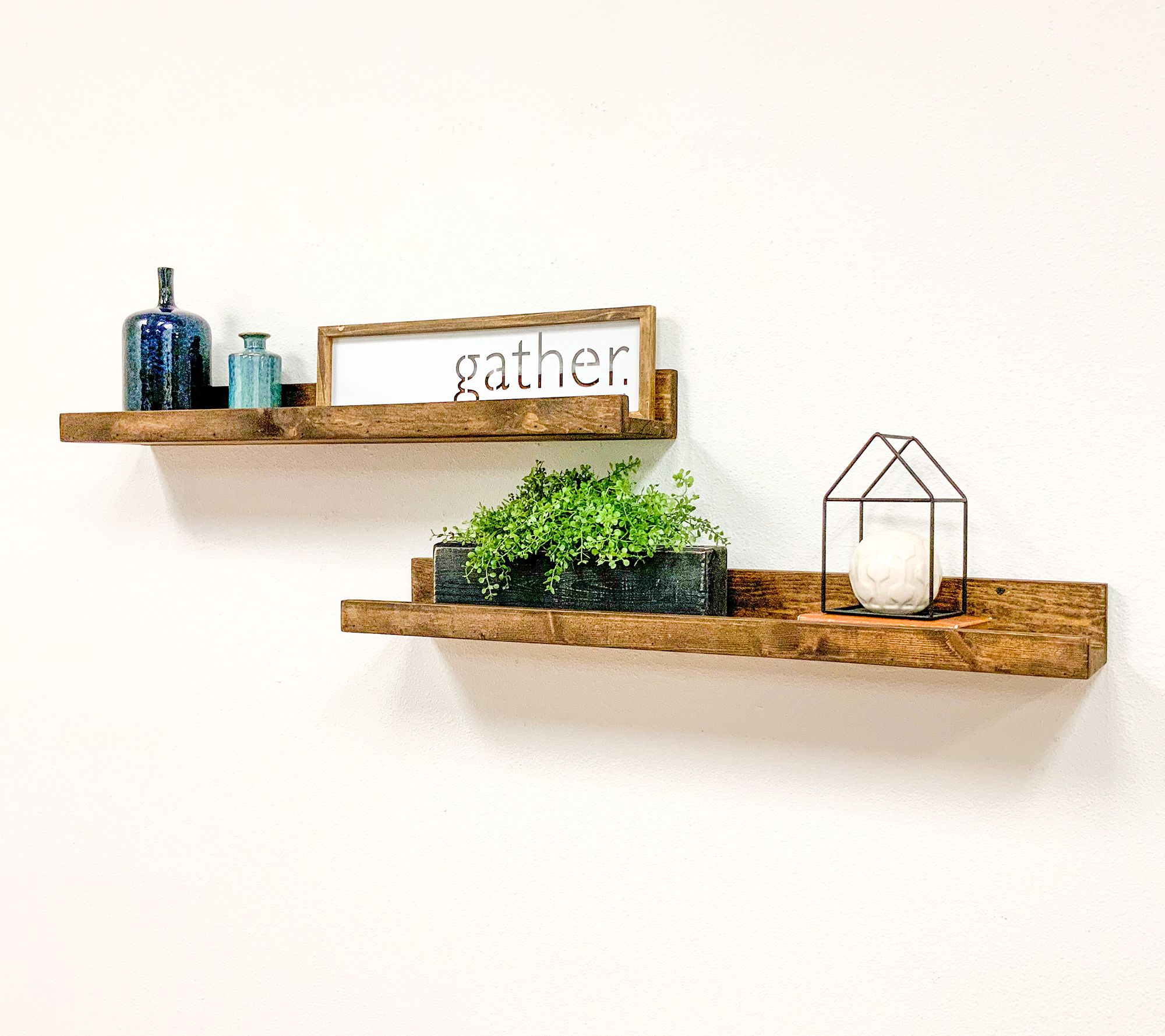 Rustic Luxe Wooden Wall Mounted 36" Shallow Floating Shelves
