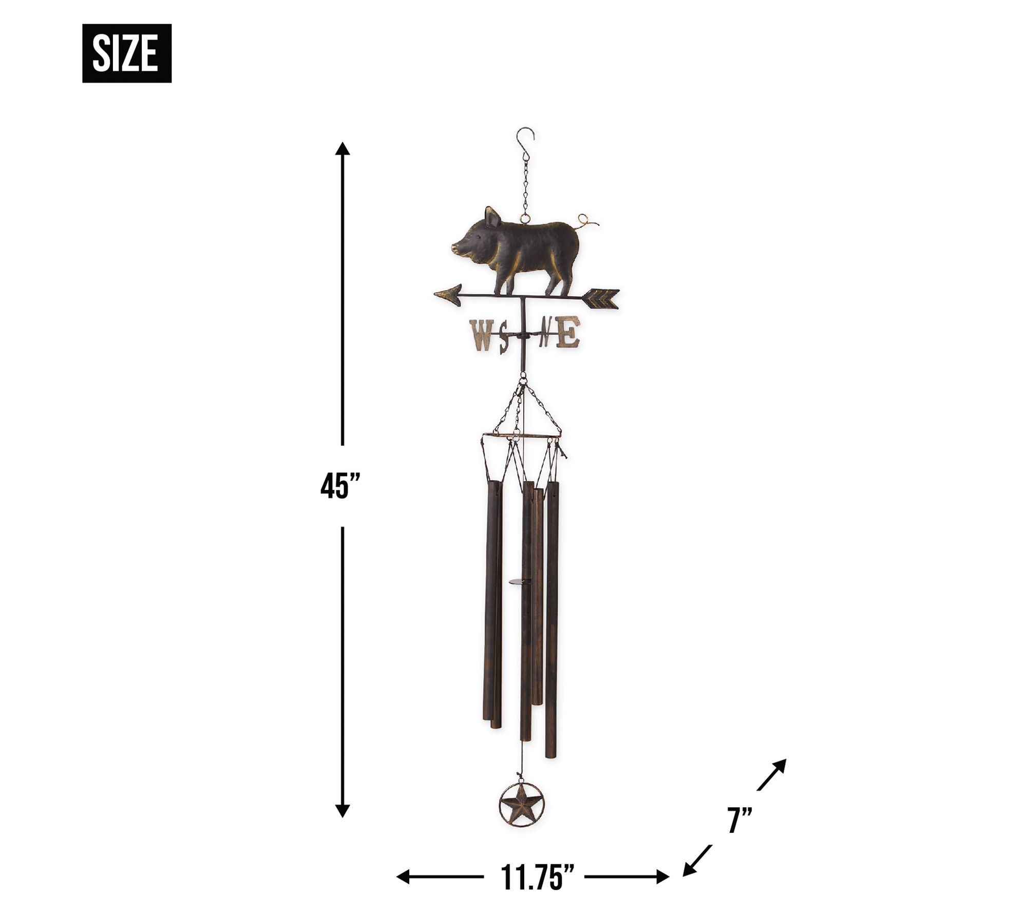 Zingz & Thingz Weathervane Wind Chime Iron Pig