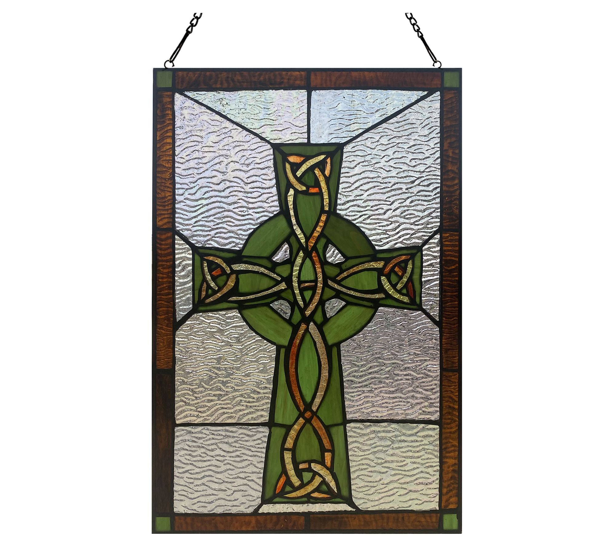 River of Goods 18"H Celtic Cross Stained GlassWindow Panel