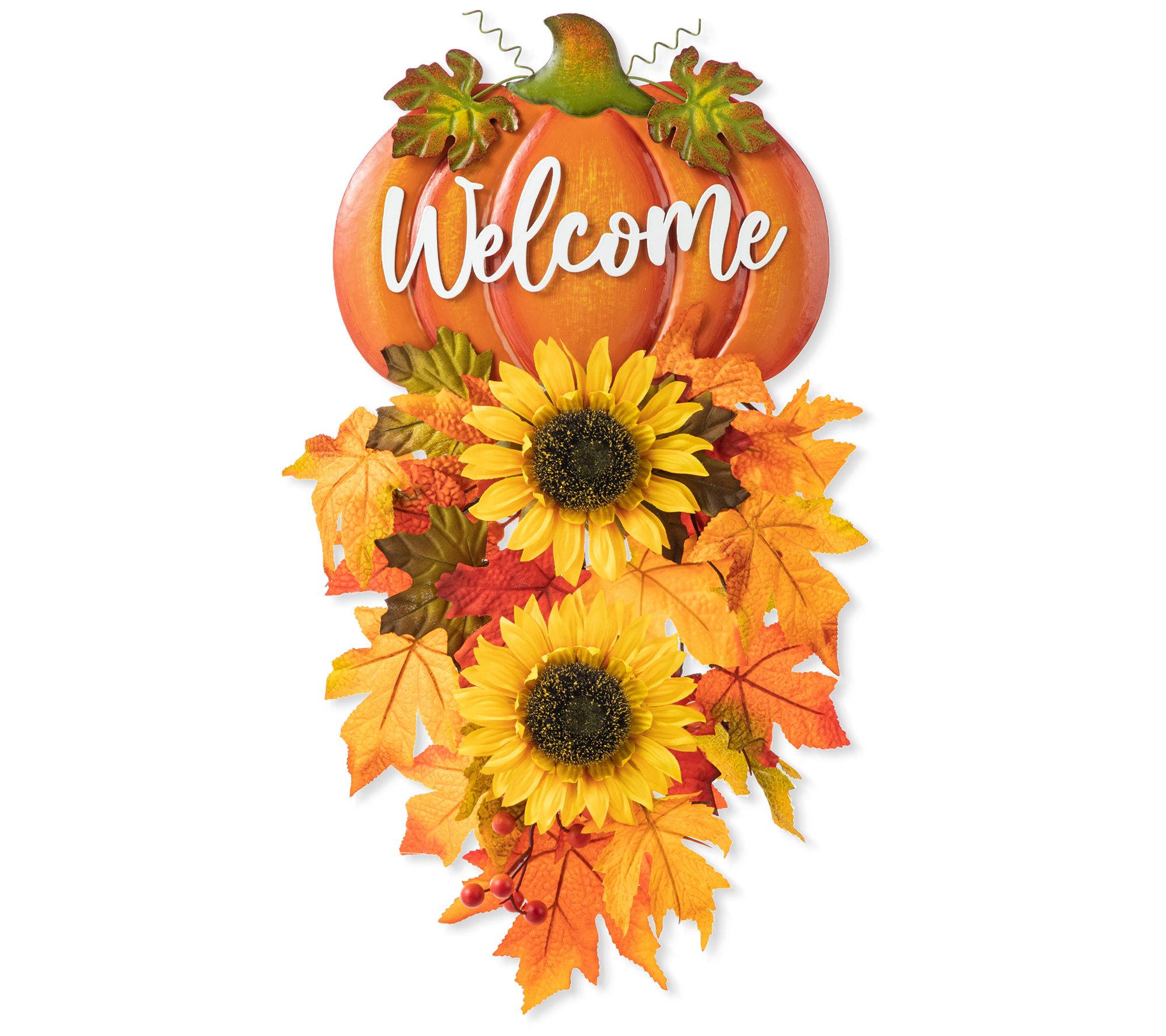 Glitzhome 22.5"H Fall Pumpkin & Sunflower Swag Wall Decor