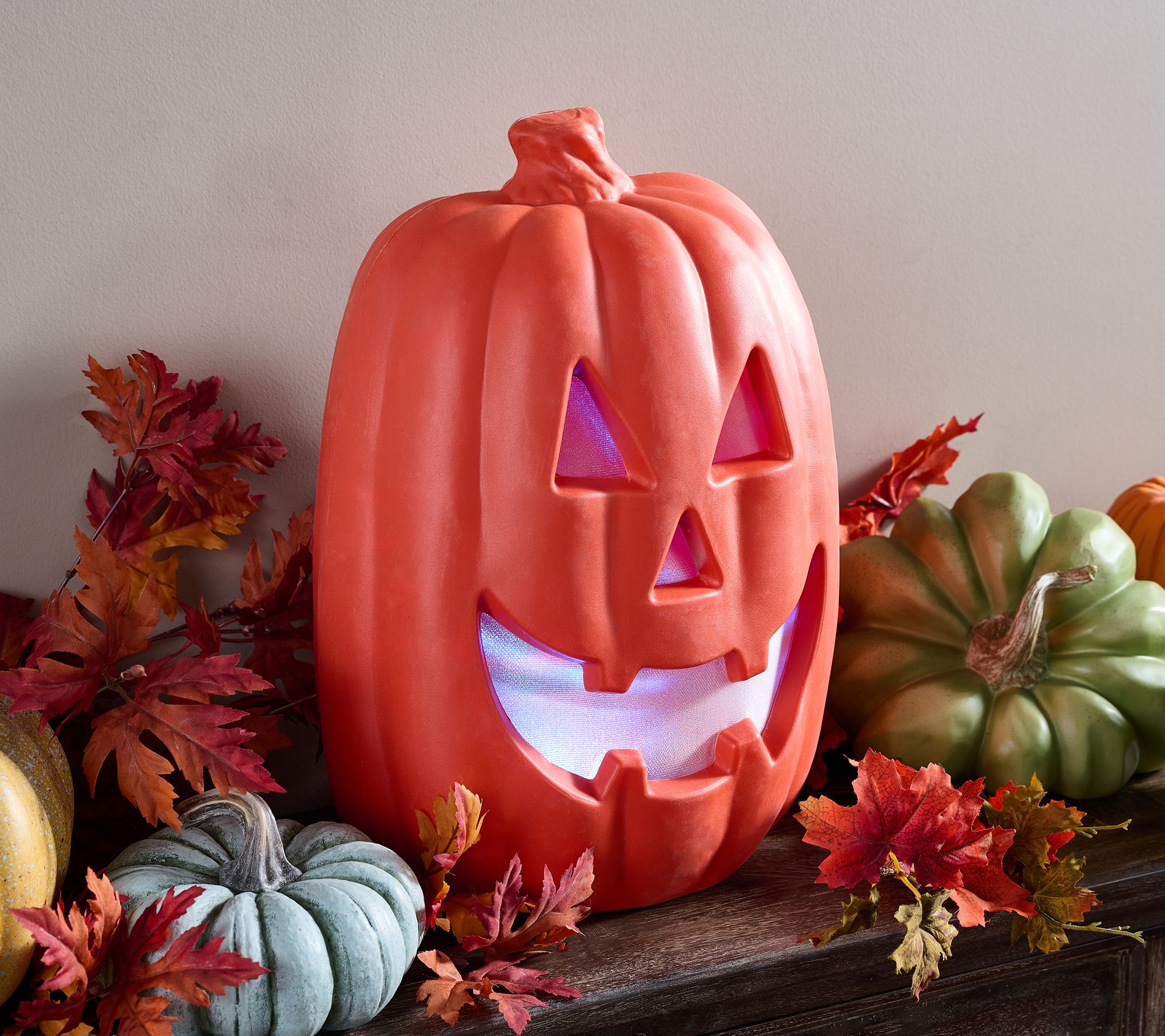  Hay & Harvest 15" Illuminated Pumpkin with Light Show - H470173