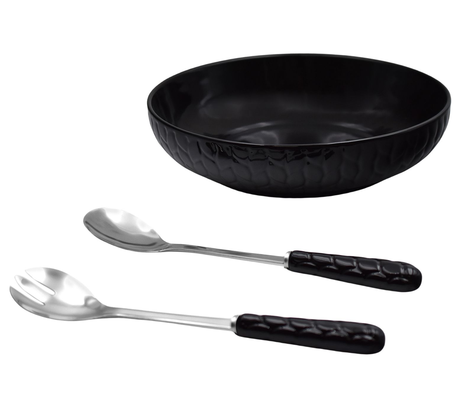 Temp-tations Carved Willow Nostalgic_3qt Serving Bowl w/ Serving Spoons