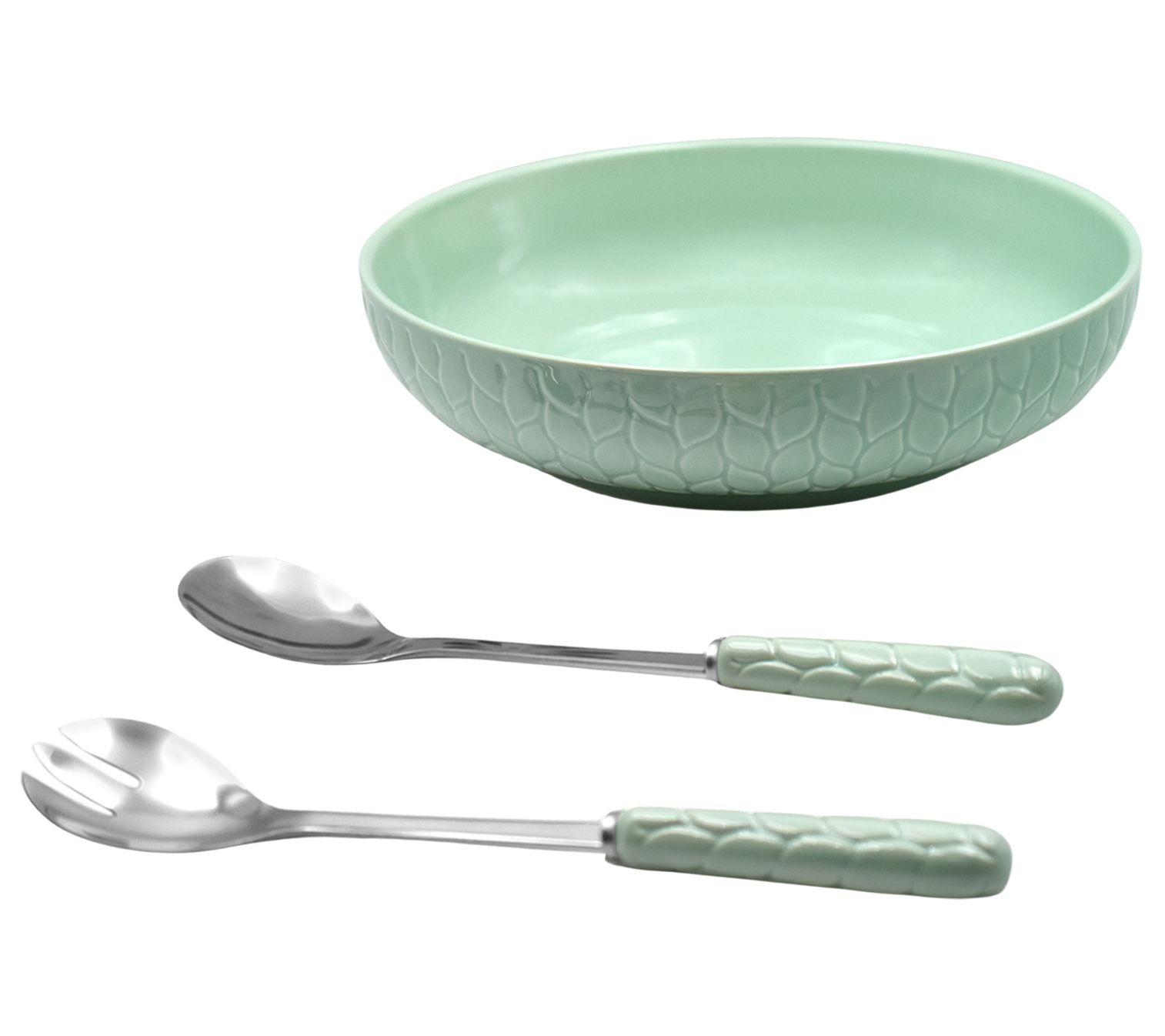 Temp-tations Carved Willow Nostalgic_3qt Serving Bowl w/ Serving Spoons