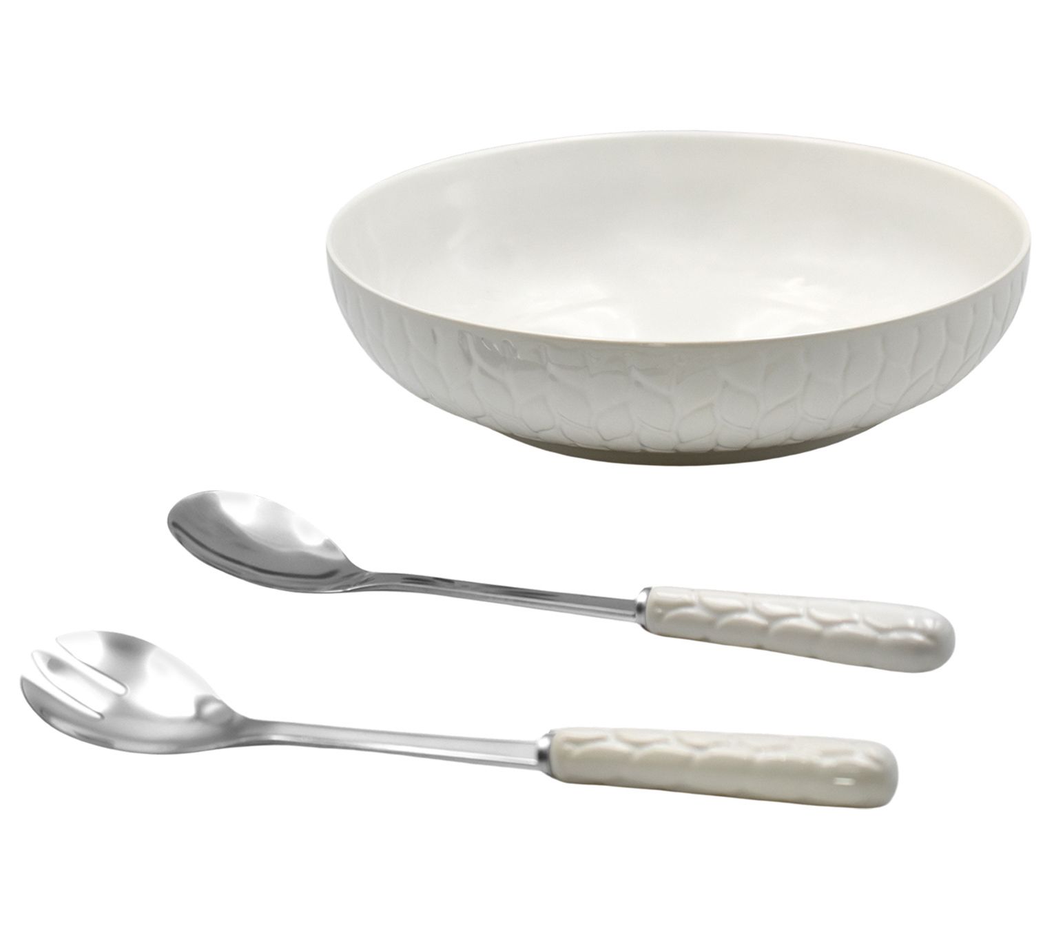 Temp-tations Carved Willow Nostalgic_3qt Serving Bowl w/ Serving Spoons