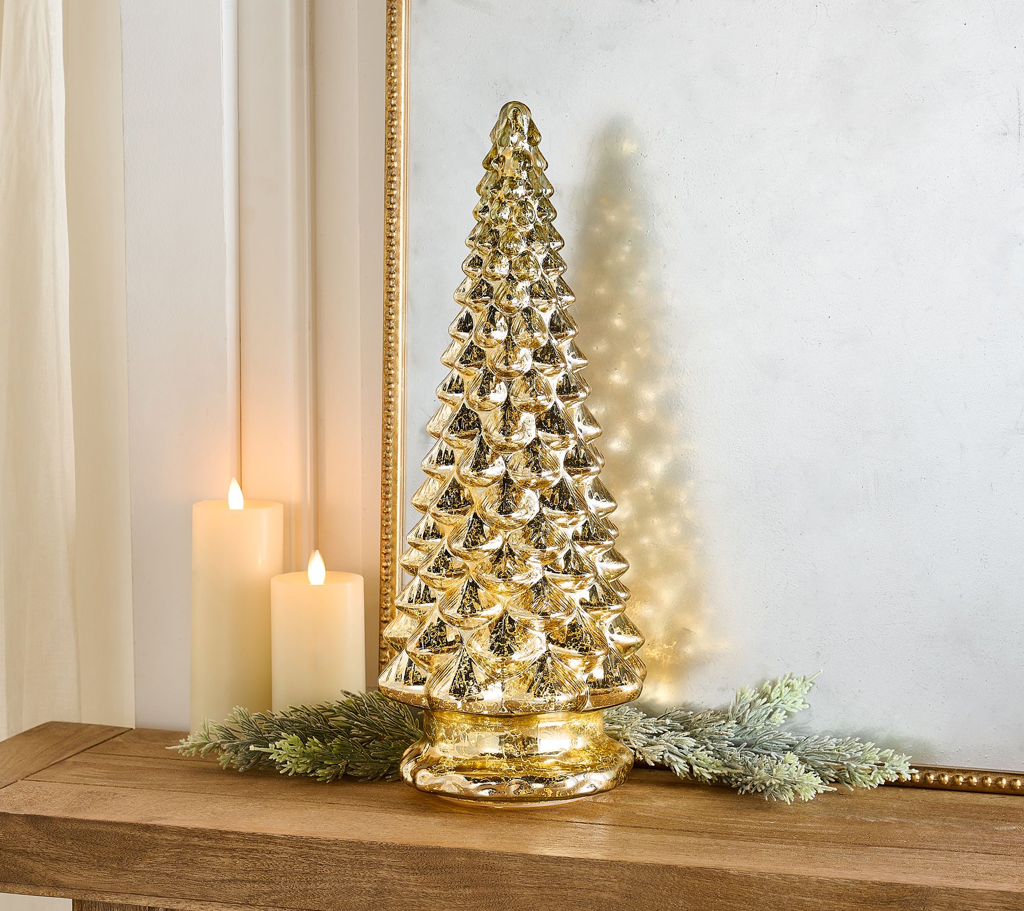 "As Is" 20" Twinkling Mercury Glass Tree by Valerie