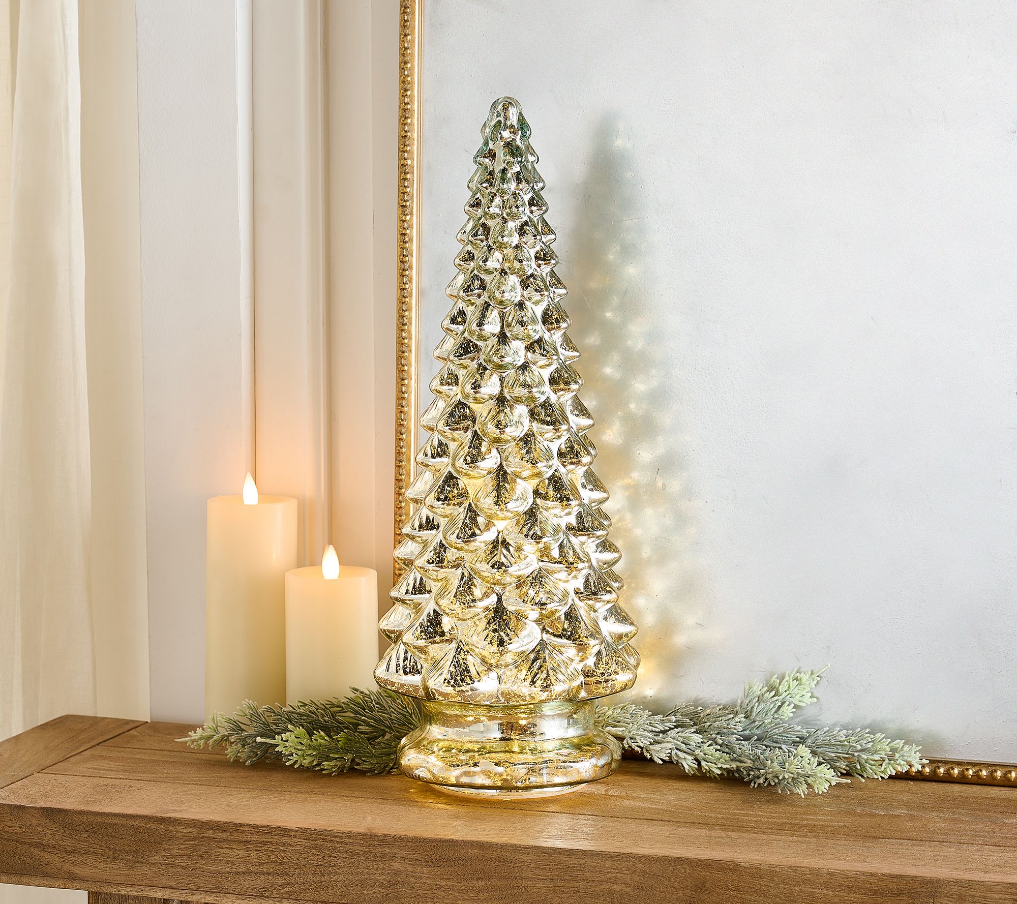 "As Is" 20" Twinkling Mercury Glass Tree by Valerie