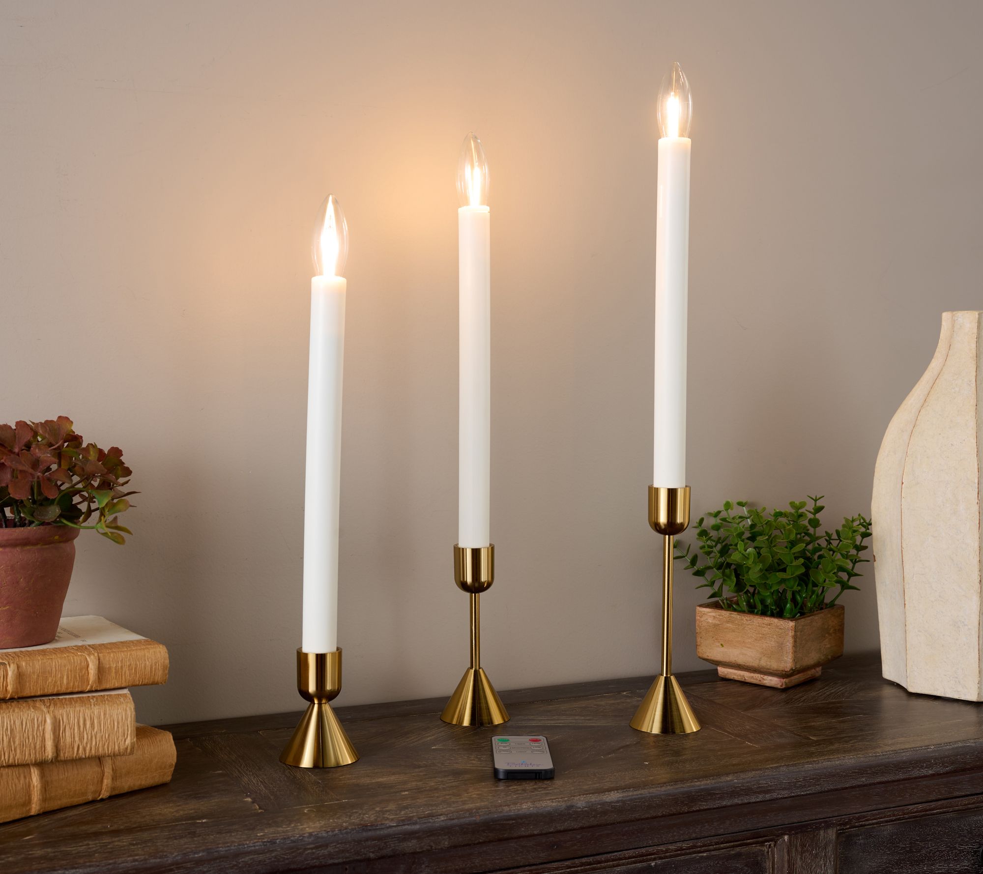 "As Is" Bethlehem Lights (3) Flameless Candles w/ Gold