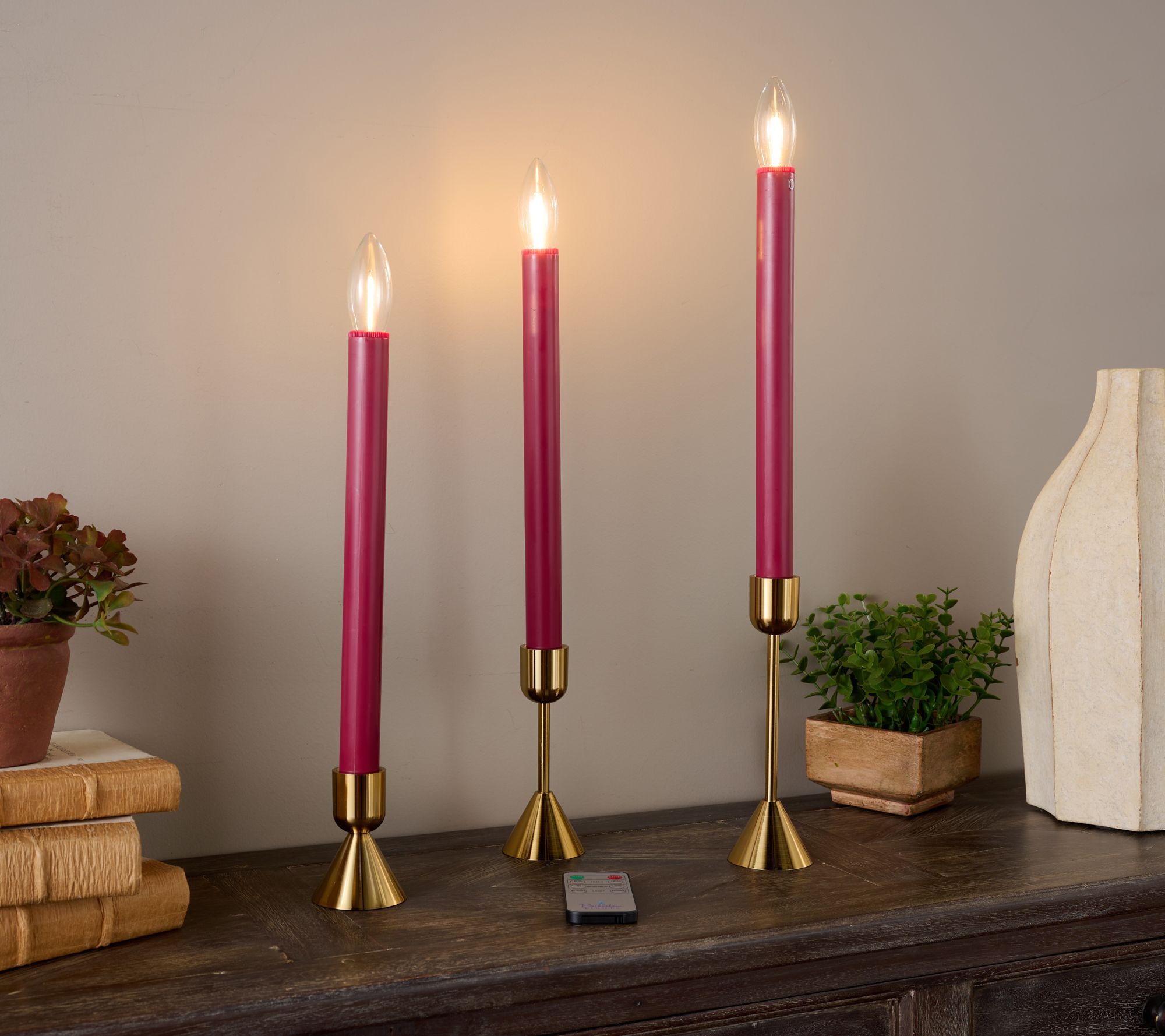 "As Is" Bethlehem Lights (3) Flameless Candles w/ Gold