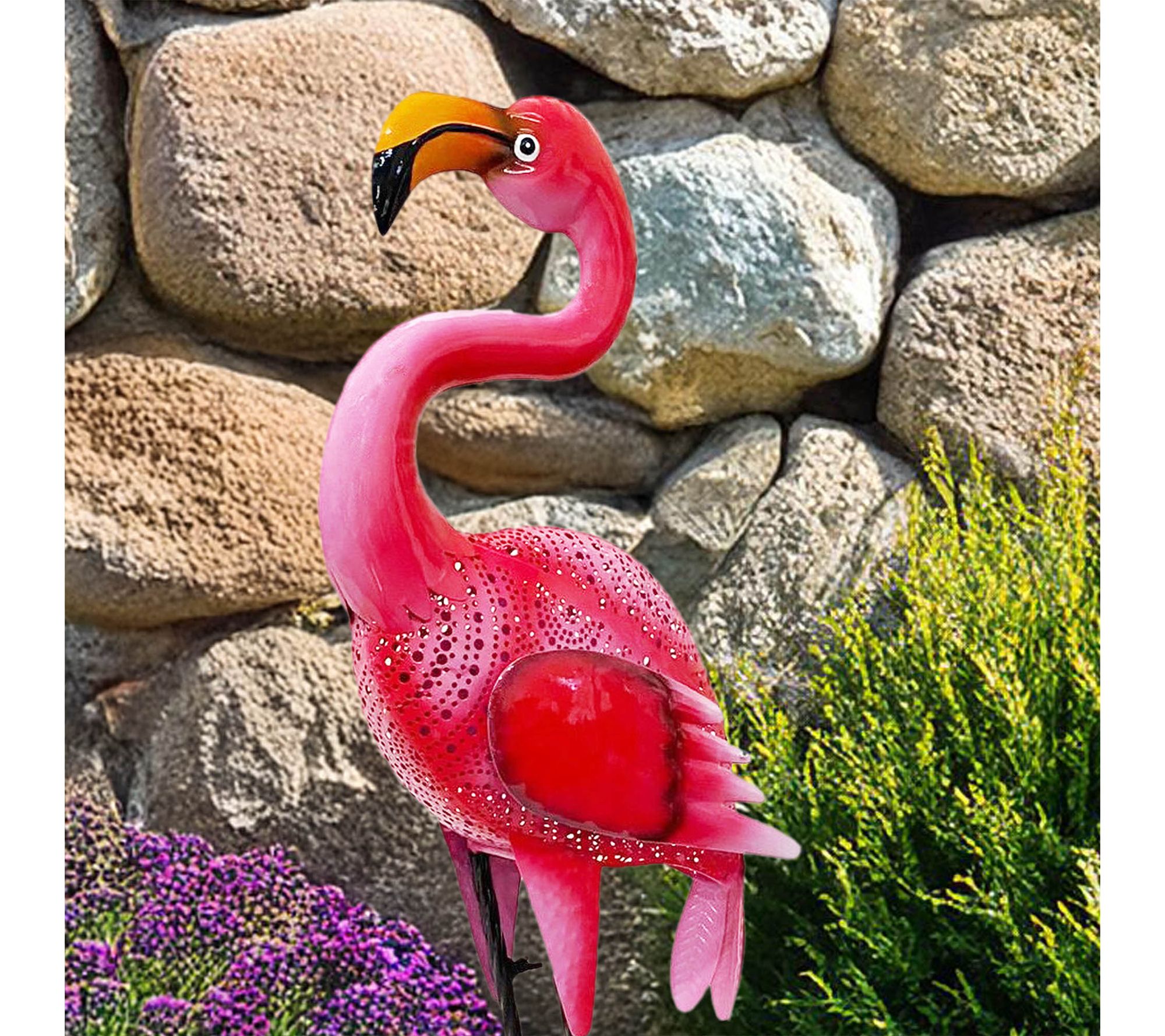 Santa's Workshop 34.75" Iron Dark Pink Flamingo