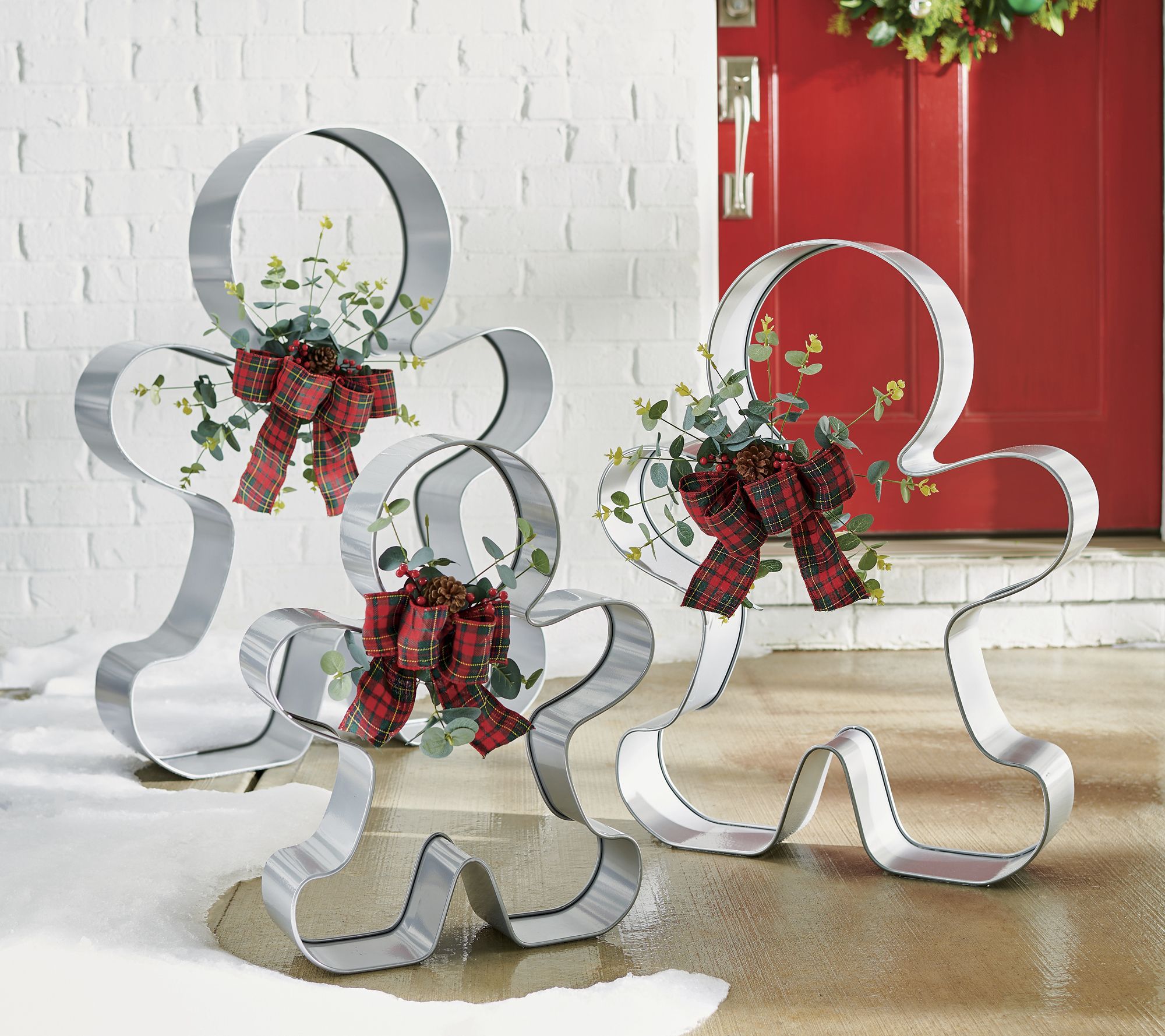 Grandin Road S/3 Silver Gingerbread Men Cookie Cutter