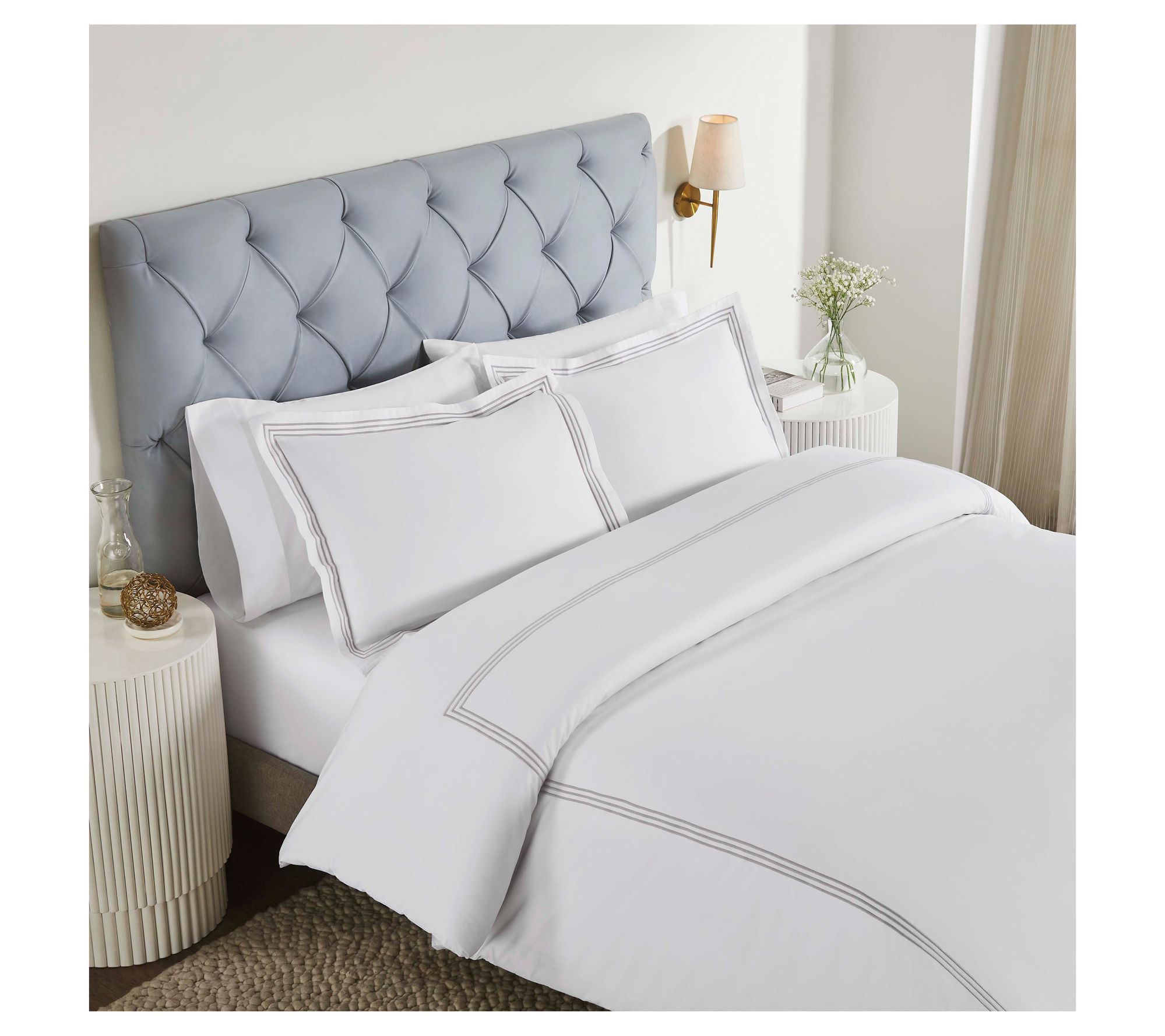 Superior Brandon Cotton Embroidered Cover Set,Full Queen