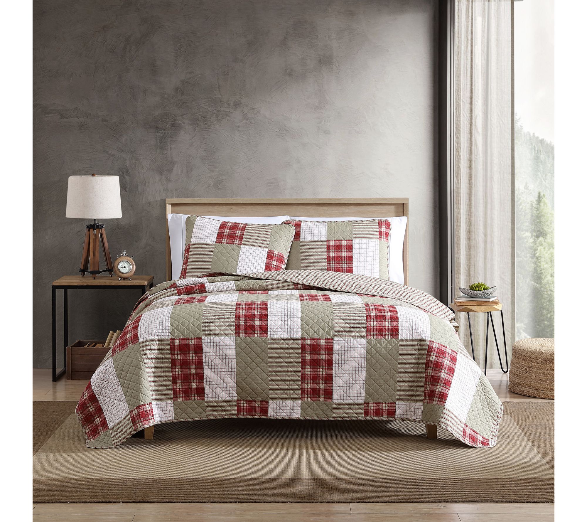 Eddie Bauer Camano Island Plaid Red Twin QuiltSham Set