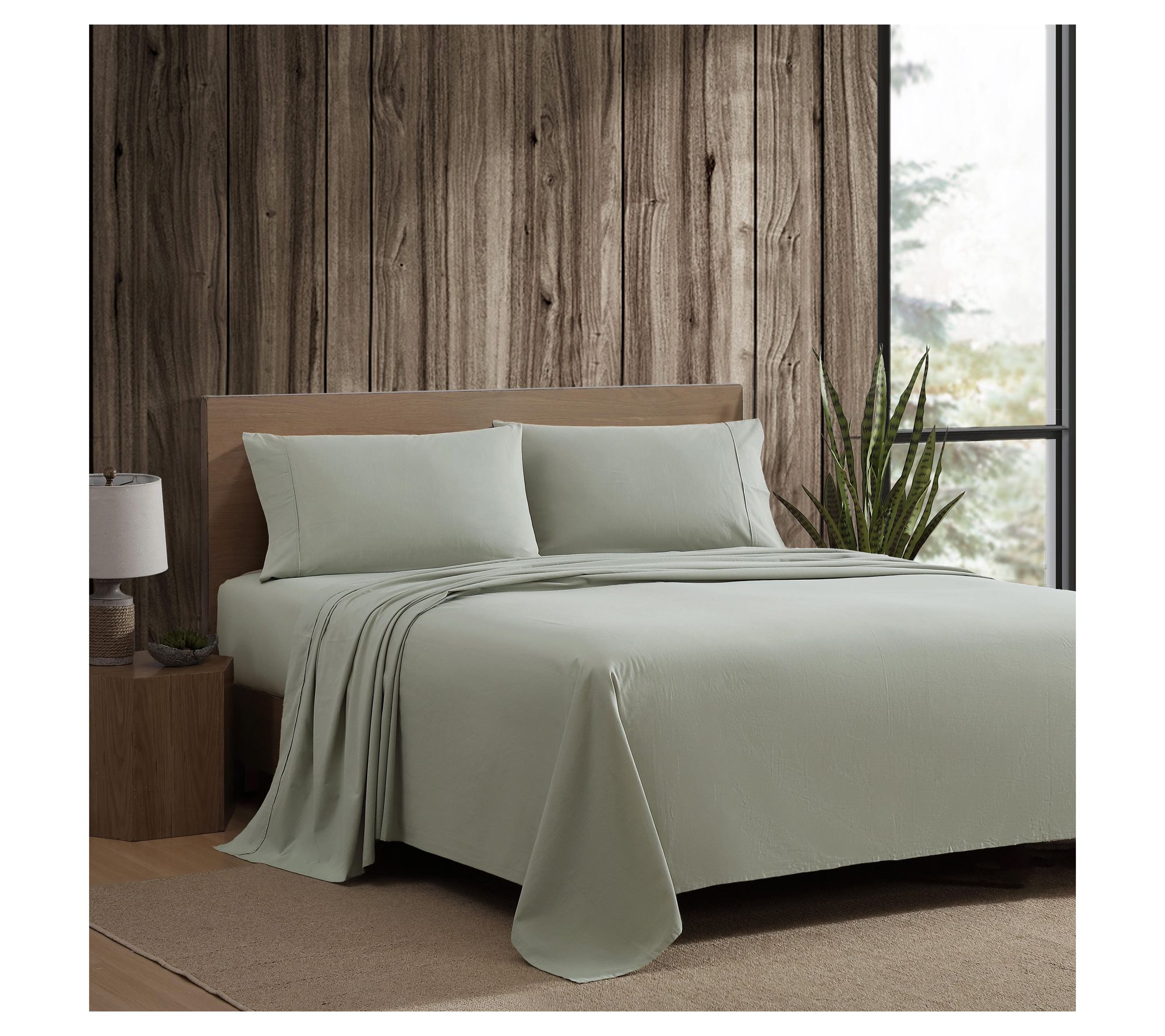 Eddie Bauer Green Cotton Percale King Sheet Set