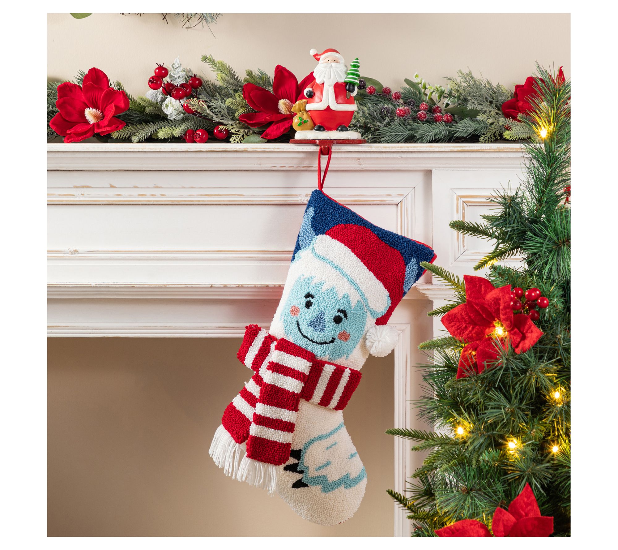 Glitzhome 21"L Hooked Yeti Christmas Stocking