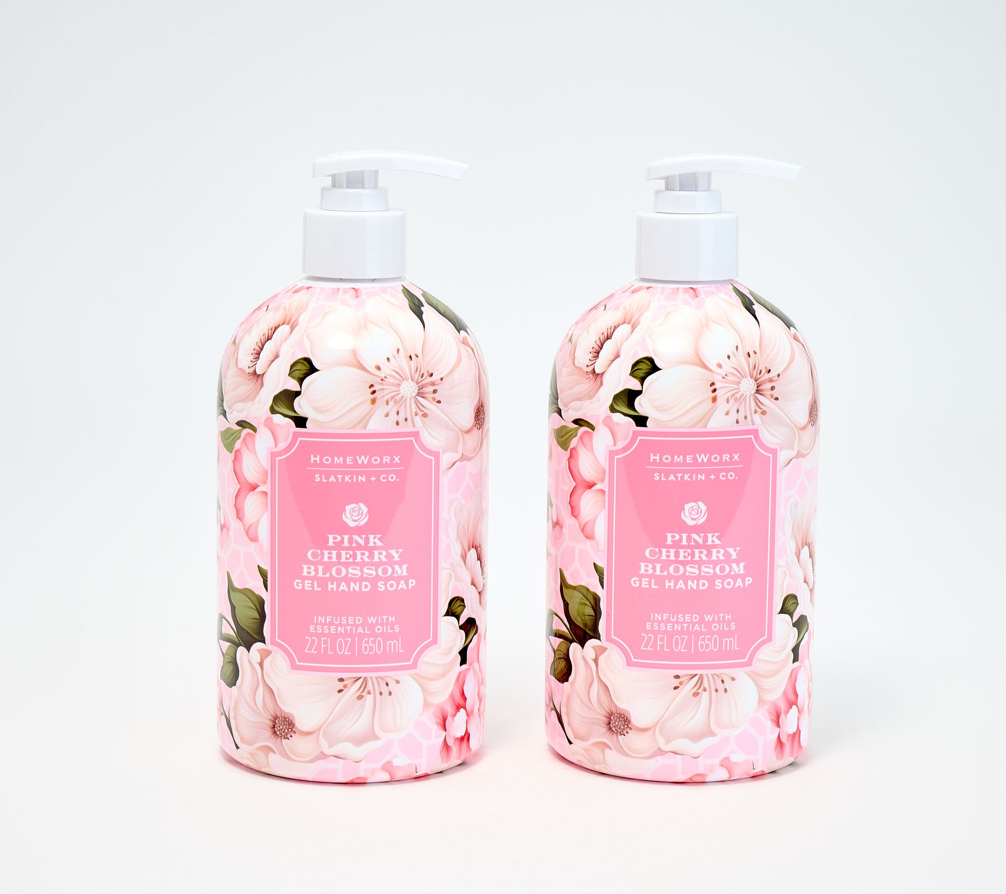 HomeWorx by Slatkin + Co. S/2 22oz Pink Cherry Blossom Gel Hand Soap