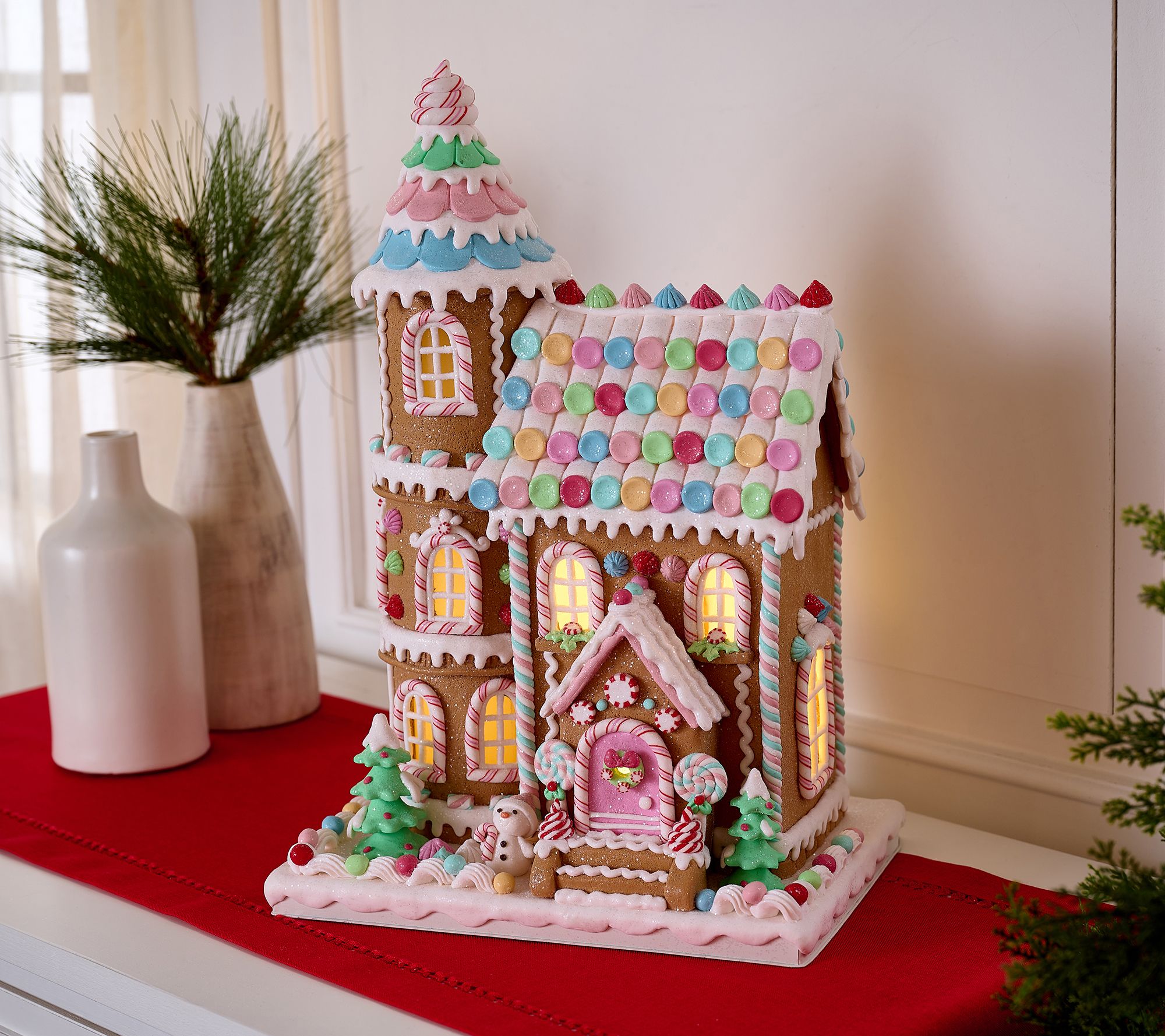 "As Is" 19" Illuminated Gingerbread Candy Castle by Valerie