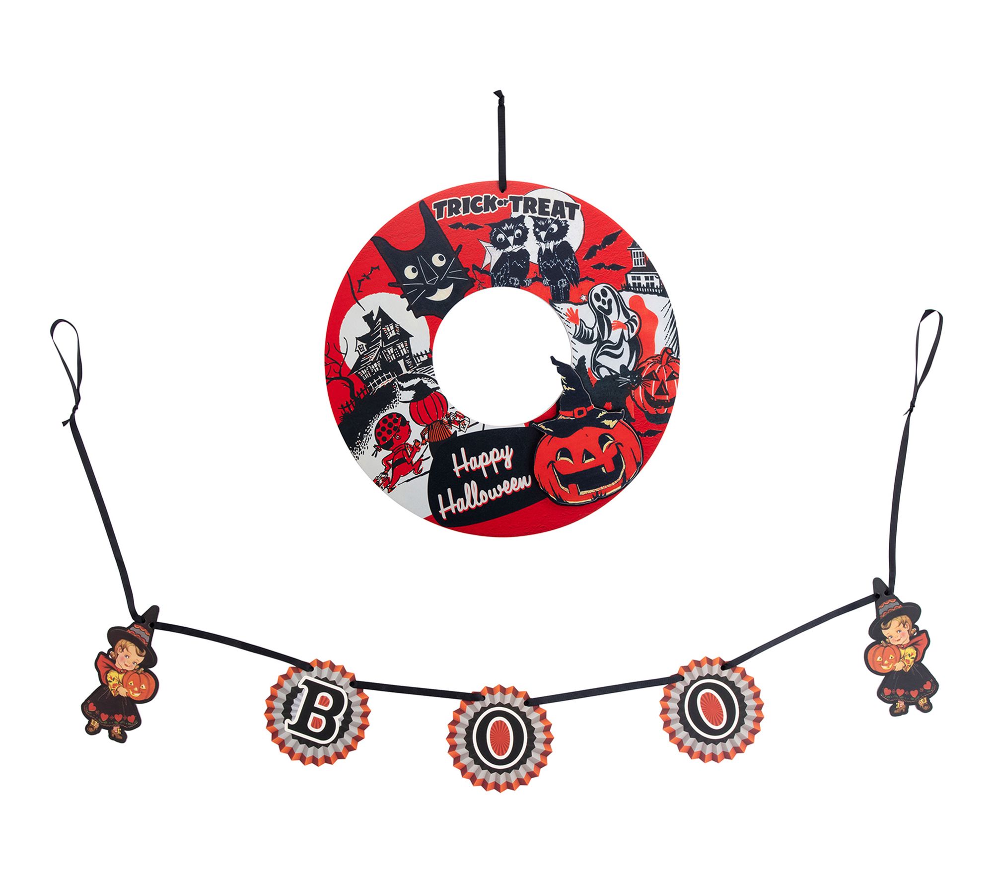 Mr. Halloween Retro Wreath and Garland Set