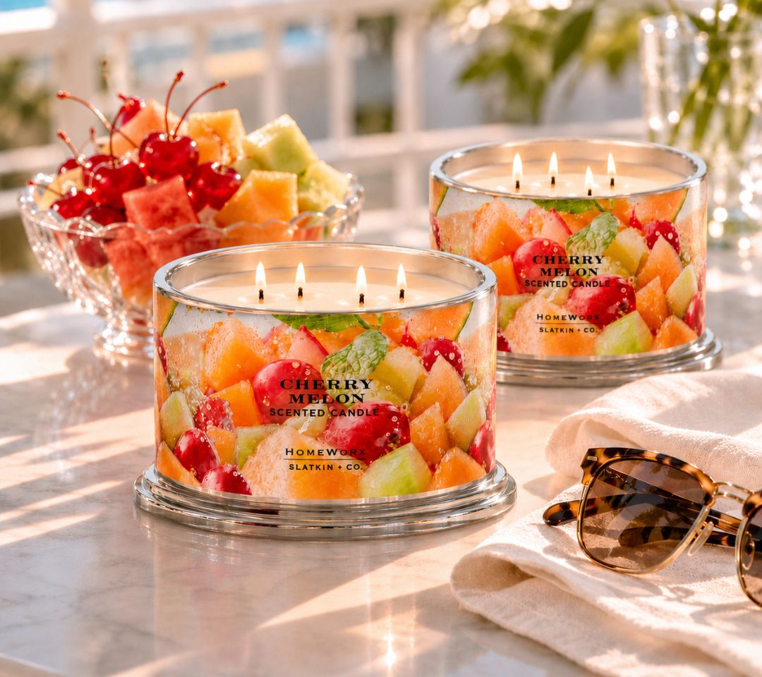 HomeWorx by Sltakin + CO. S/2 18oz Cherry Melon Candles - QVC.com