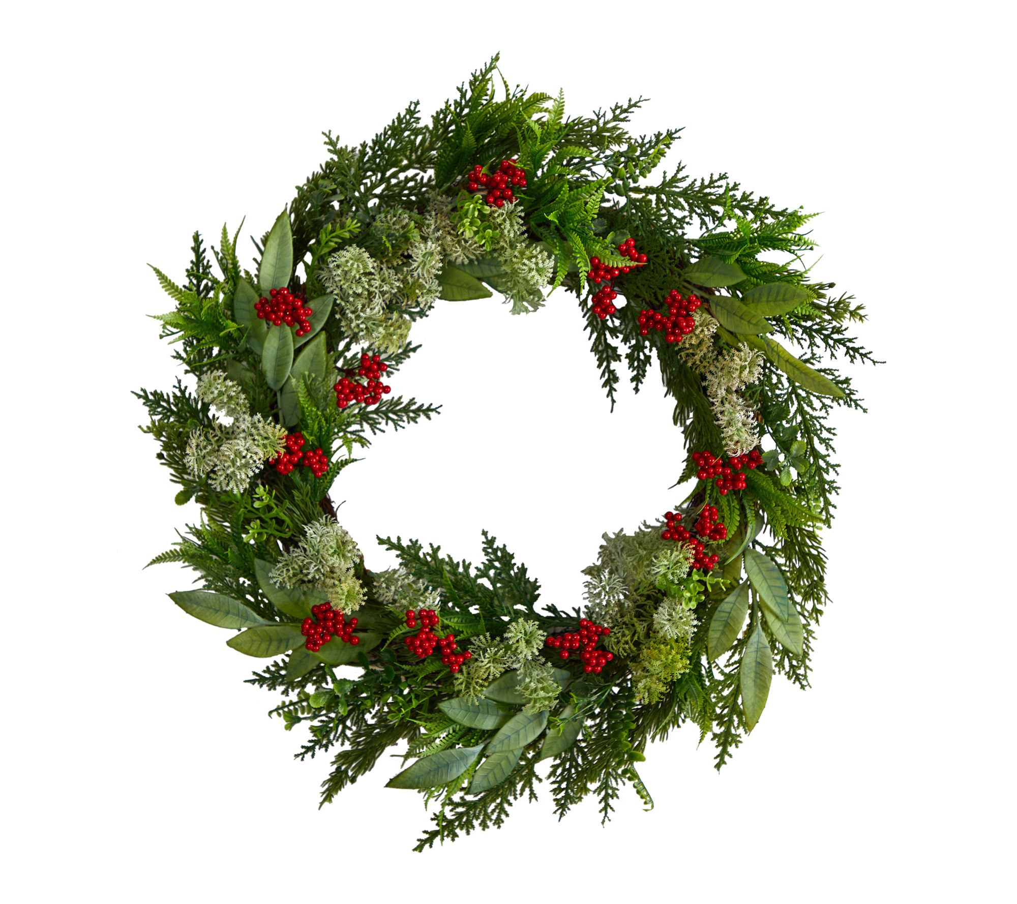 Nearly Natural 24" Cedar, Eucalyptus & BerriesWreath