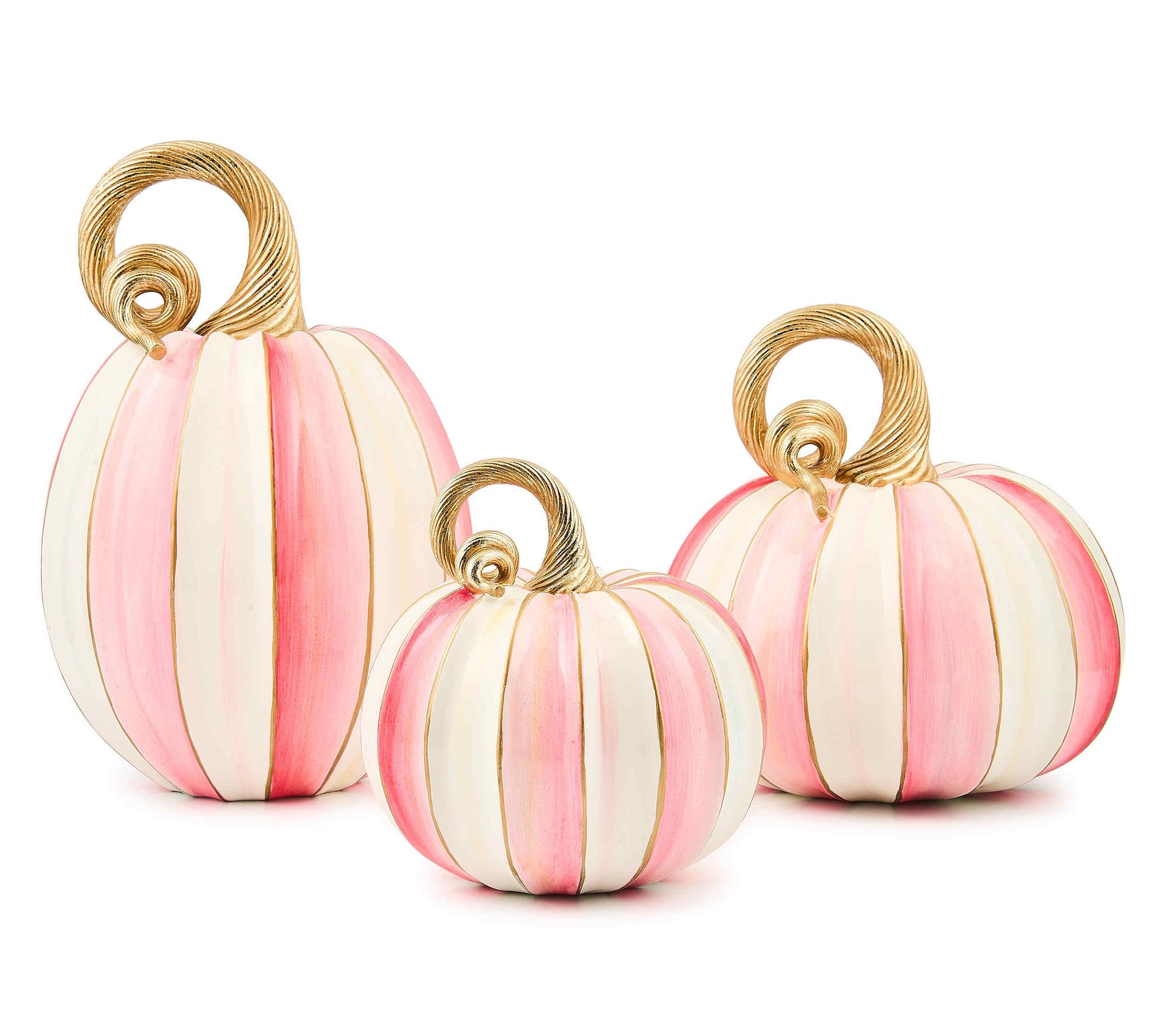 "As Is" MacKenzie- Childs Set of 3 Elegant Stripe Pumpkins
