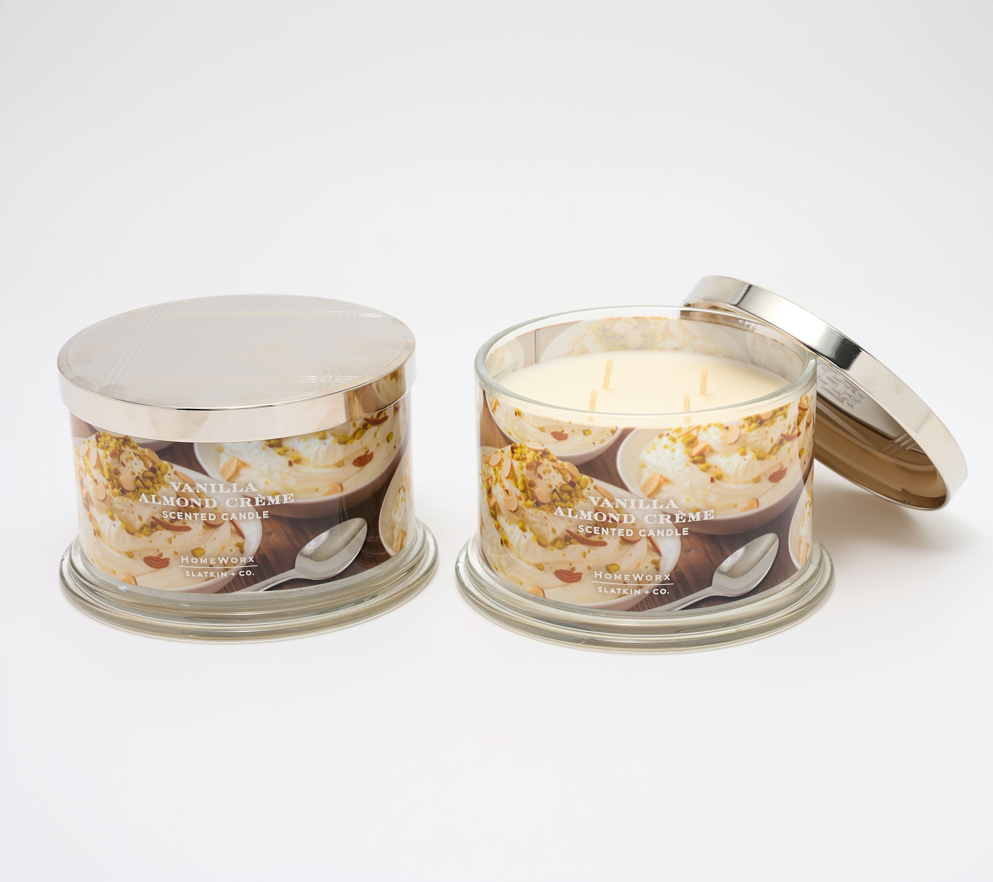 HomeWorx by Slatkin + Co. S/2 18oz Vanilla Almond Candles