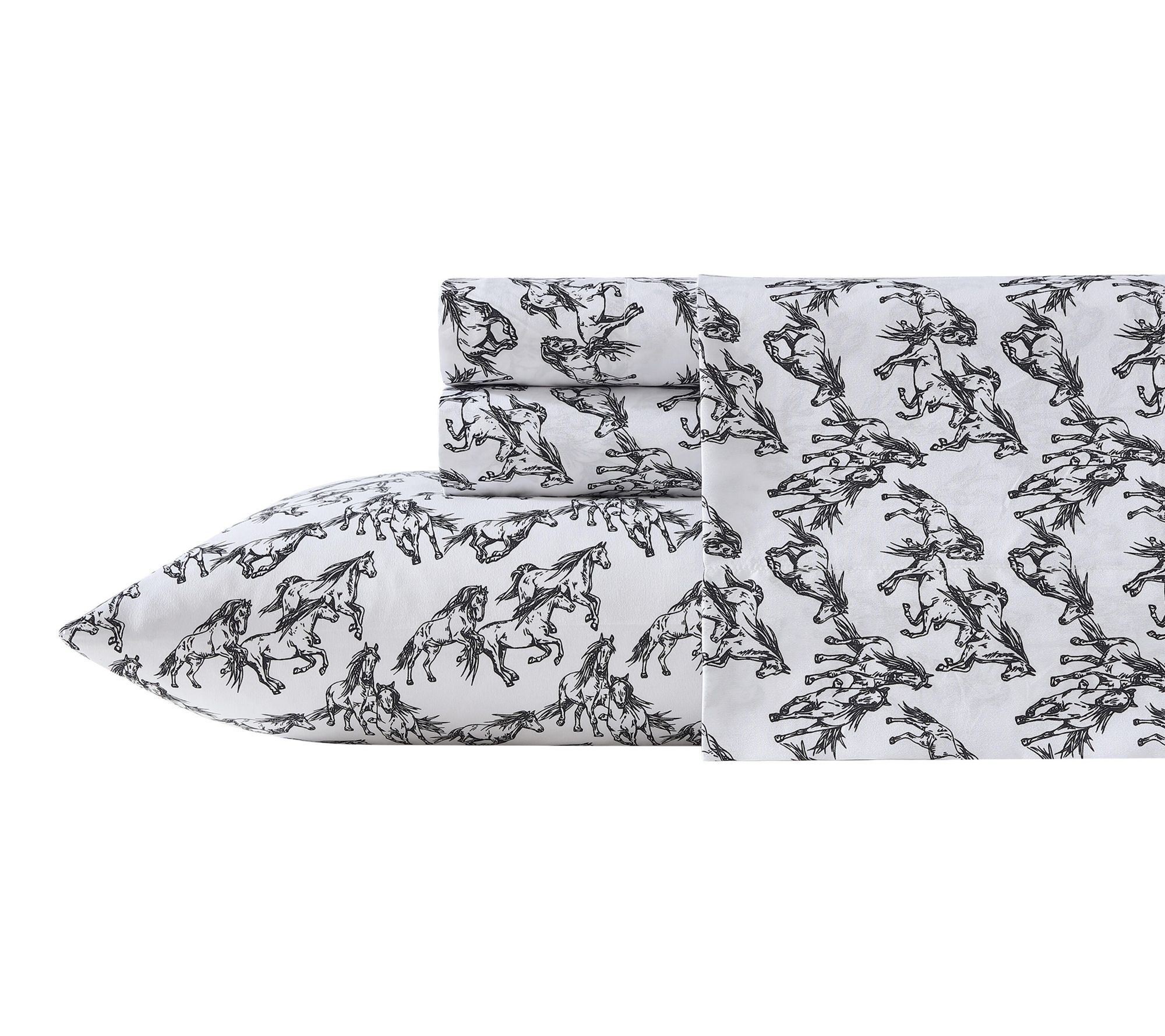 Wrangler Mustangs Black Full Microfiber Sheet Set