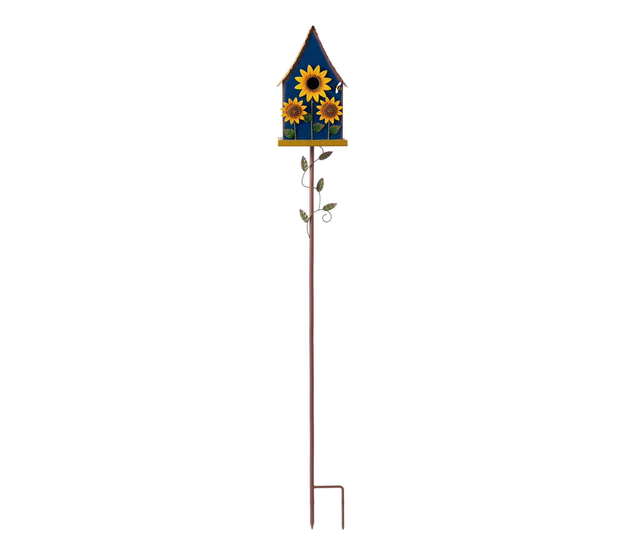 Glitzhome 52.5''H Metal Flower Decorative Garden Birdhouse