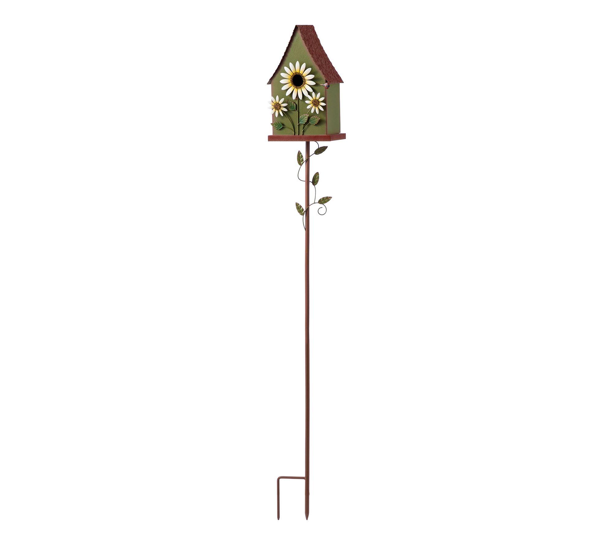 Glitzhome 52.5''H Metal Flower Decorative Garden Birdhouse
