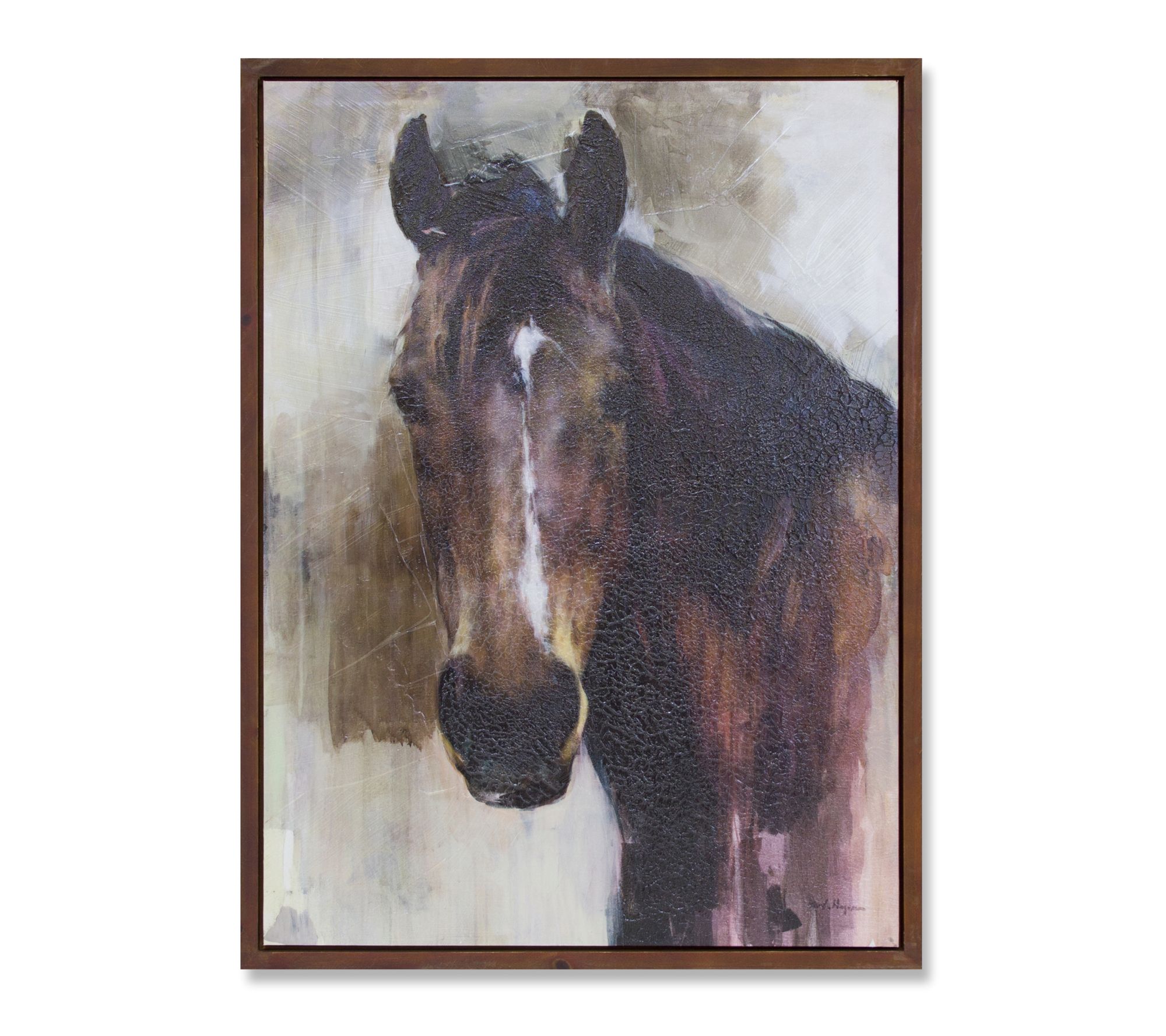 Melrose Interna tional Framed H orse Canvas Pai nting 31.5"H