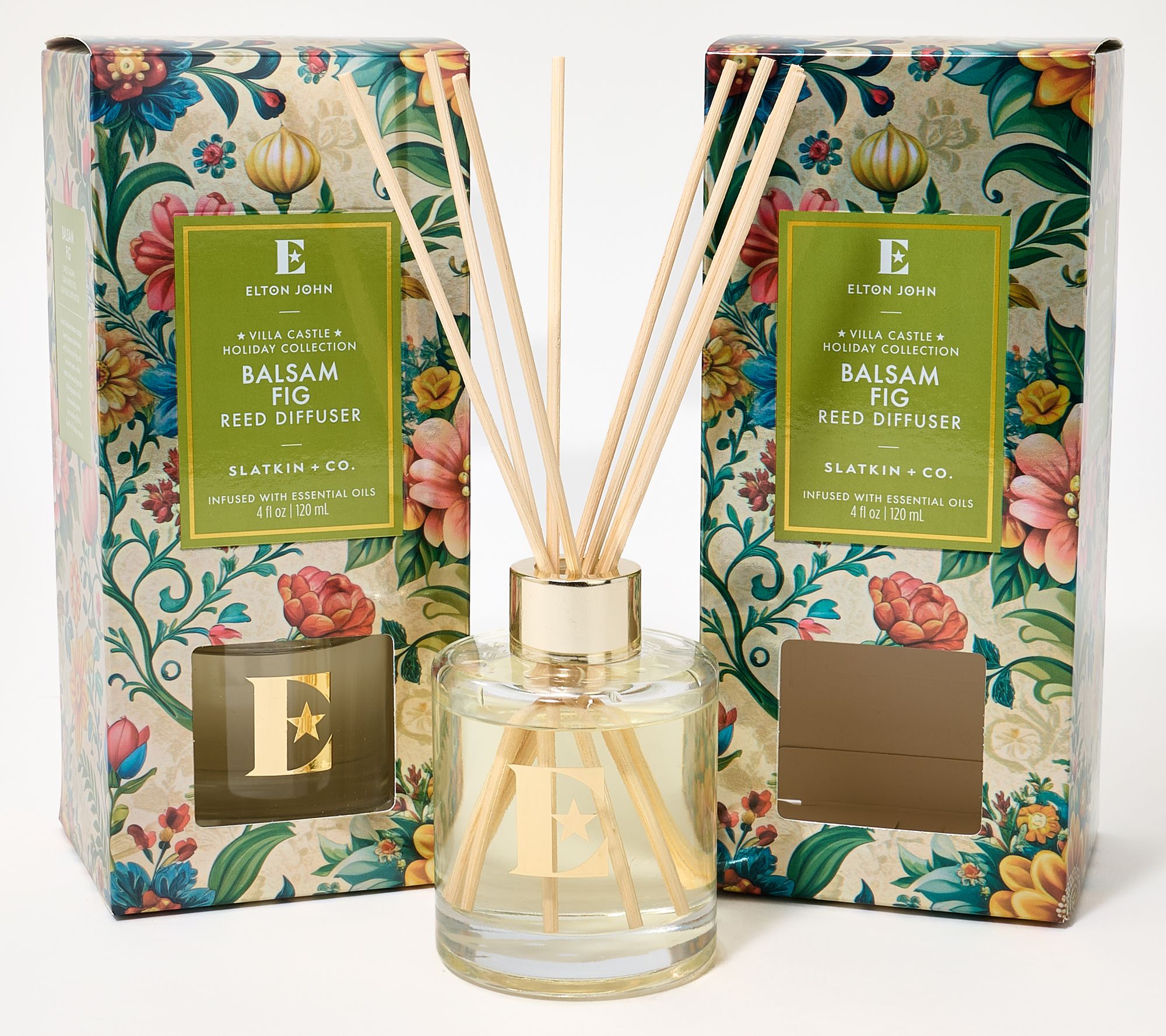 Elton John x Slatkin + Co. S/2 4oz Balsam Fig Reed Diffuser