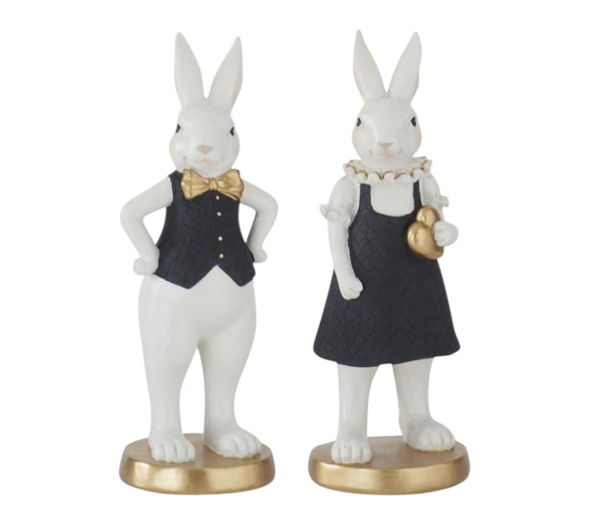 RC Home Decor-8" Black & Gold  Easter Bunny Figurine Set