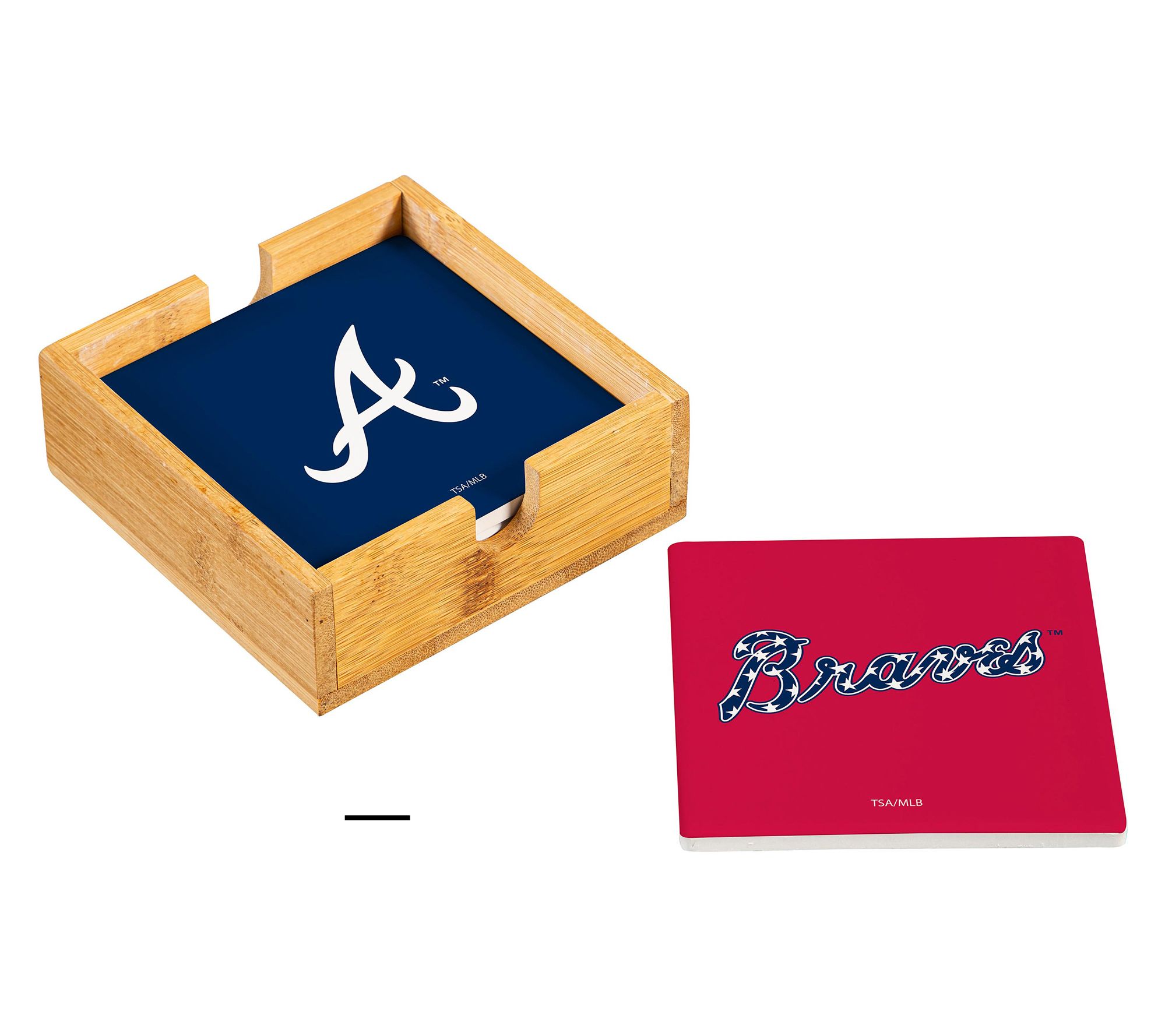 Evergreen 4 Piece MLB Team Ceramic Coaster Setwith Wood Caddy