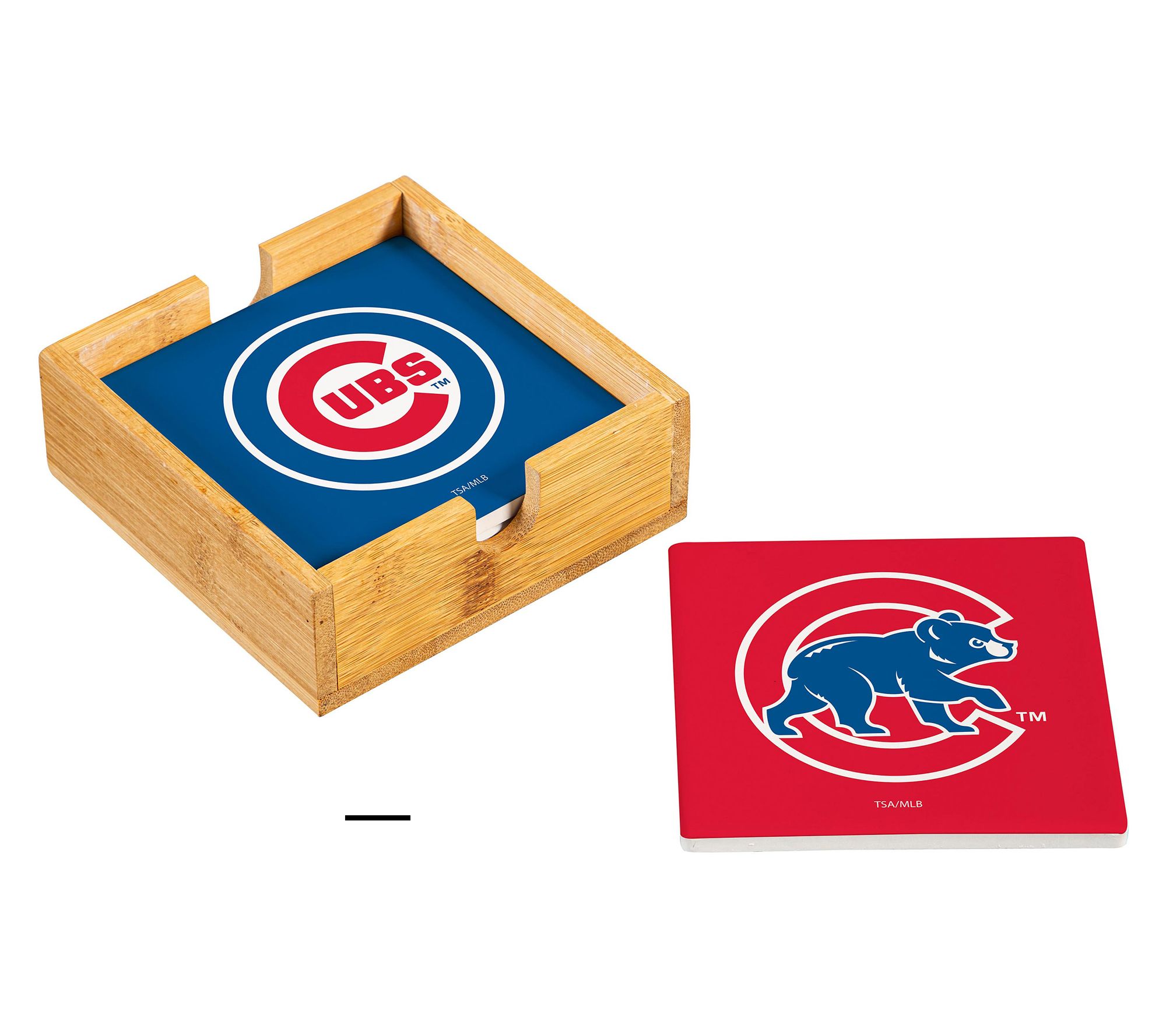 Evergreen 4 Piece MLB Team Ceramic Coaster Setwith Wood Caddy