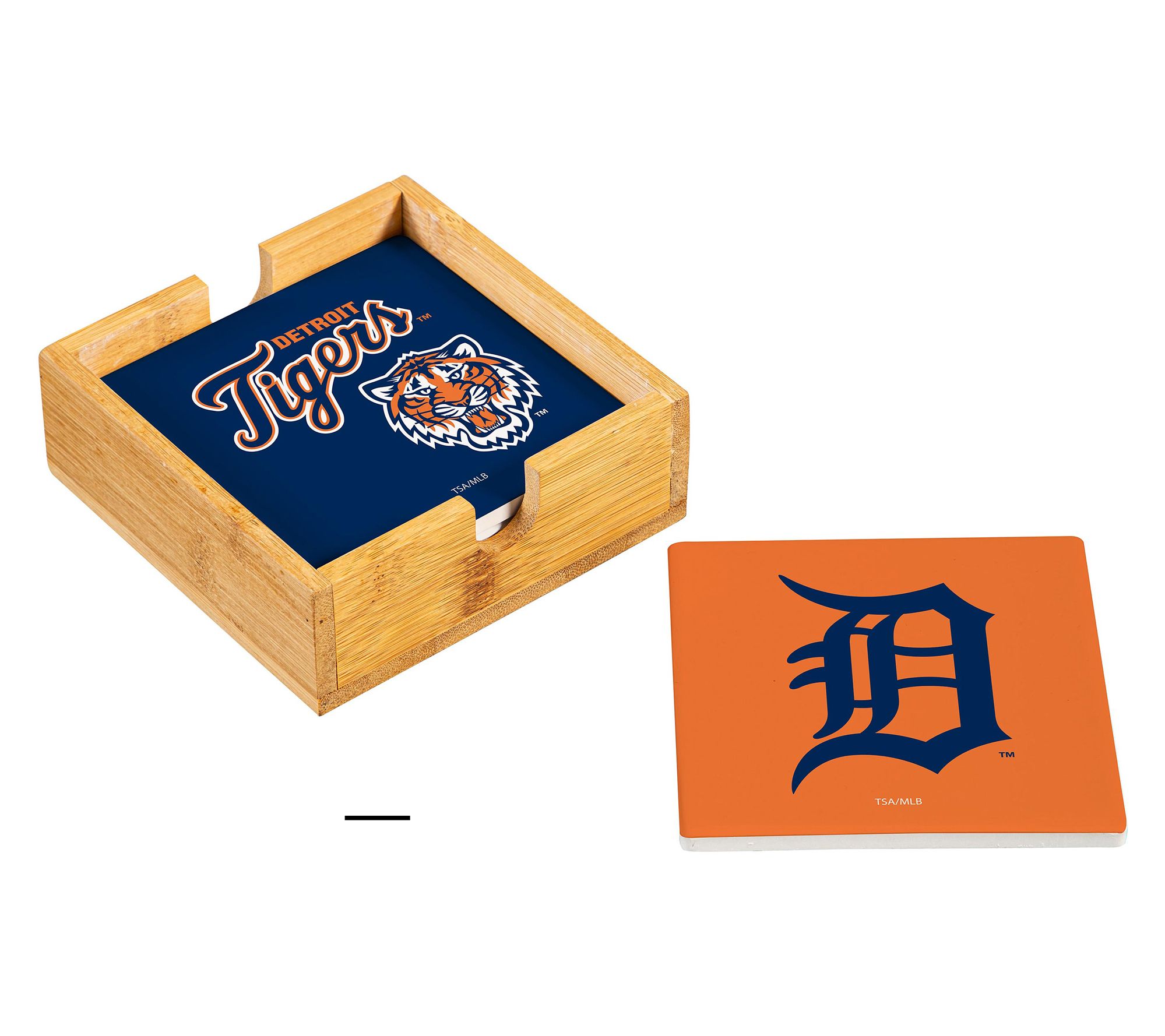 Evergreen 4 Piece MLB Team Ceramic Coaster Set with Wood Caddy