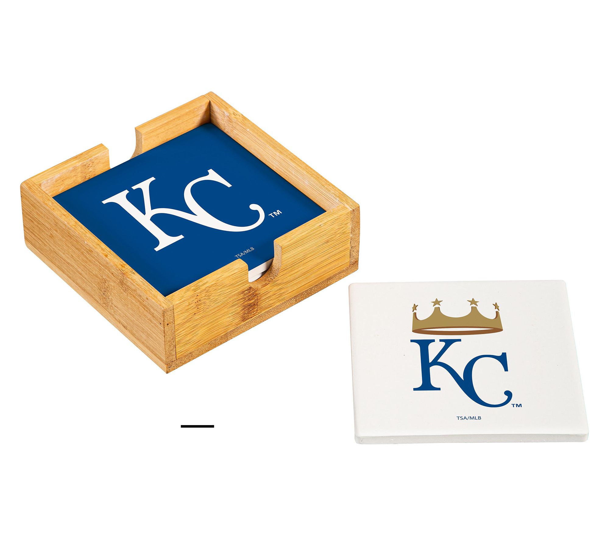 Evergreen 4 Piece MLB Team Ceramic Coaster Set with Wood Caddy