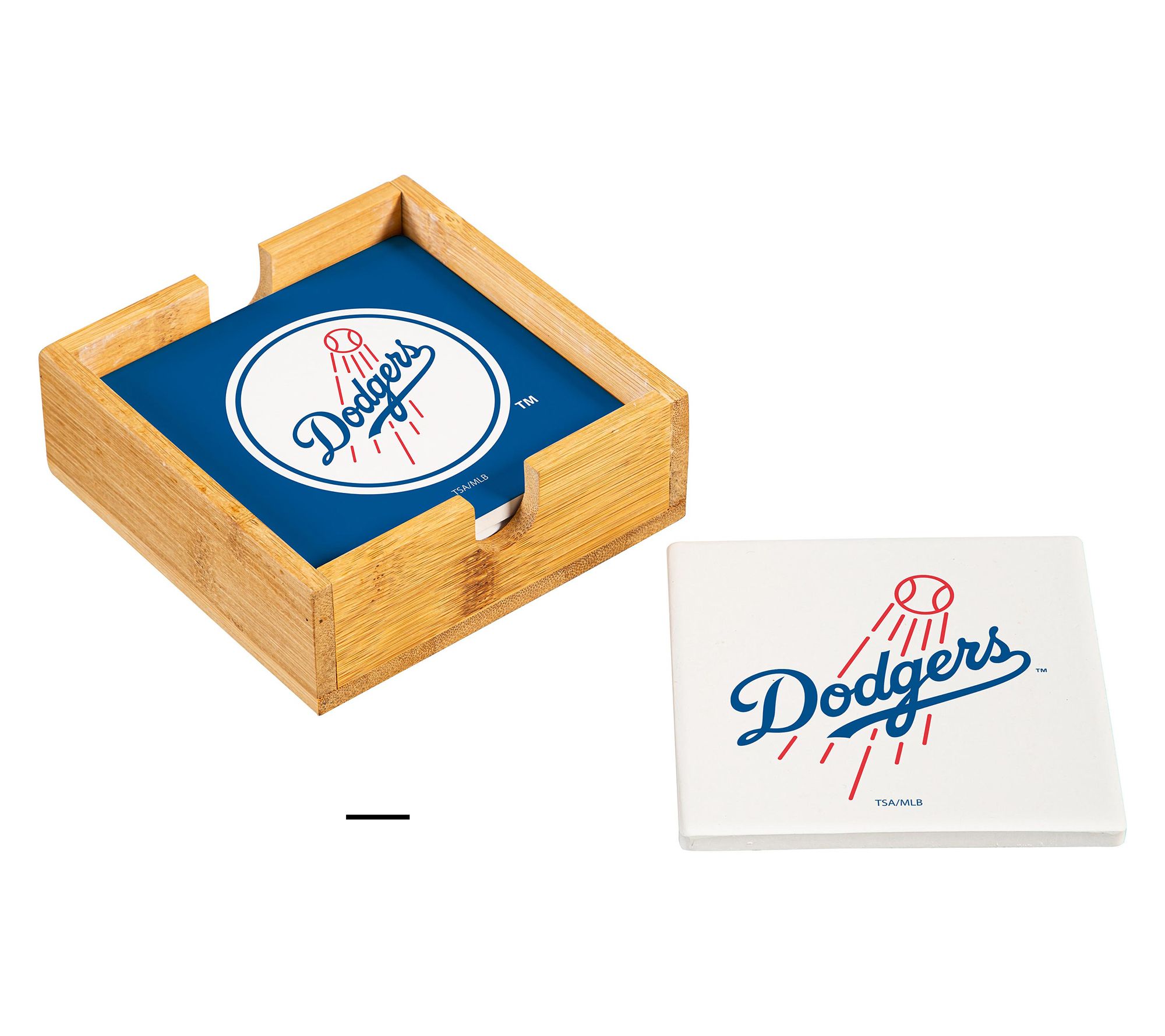 Evergreen 4 Piece MLB Team Ceramic Coaster Setwith Wood Caddy