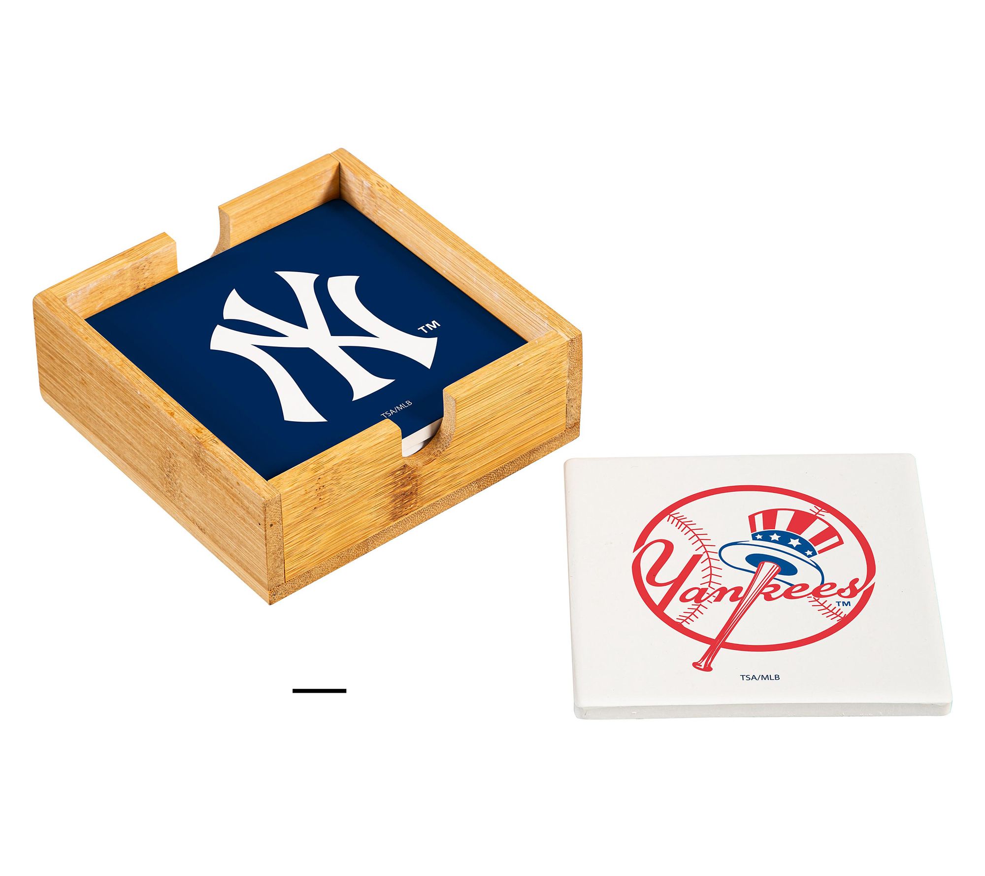 Evergreen 4 Piece MLB Team Ceramic Coaster Setwith Wood Caddy