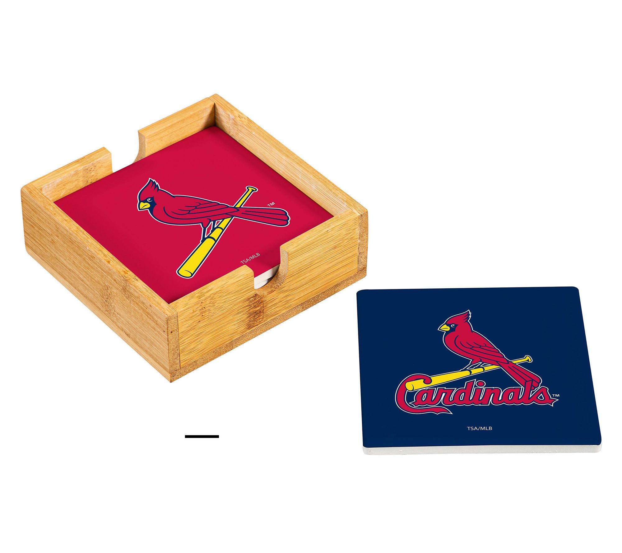 Evergreen 4 Piece MLB Team Ceramic Coaster Setwith Wood Caddy