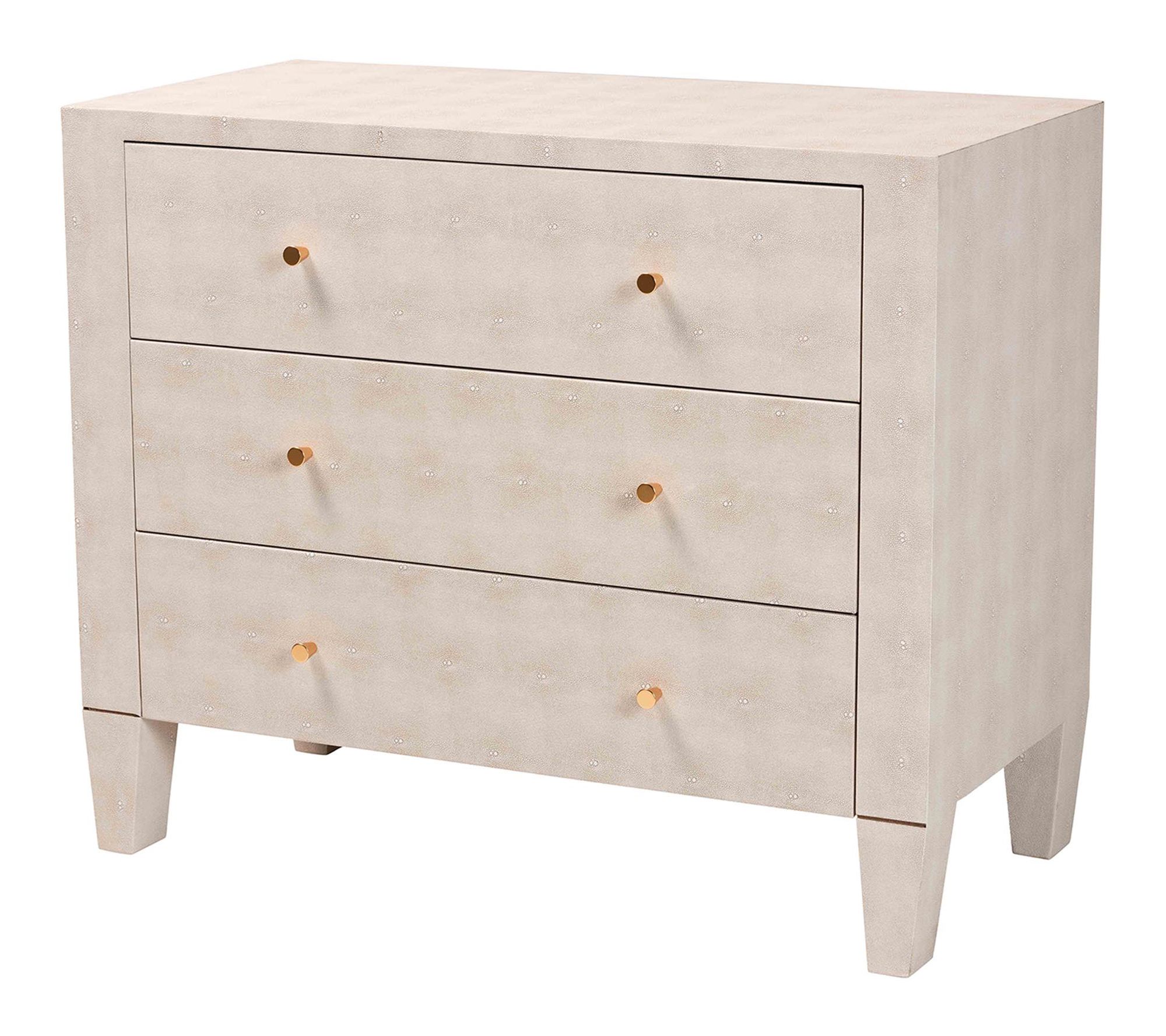 Baxton Studio Leyna Beige Faux Shagreen StorageCabinet